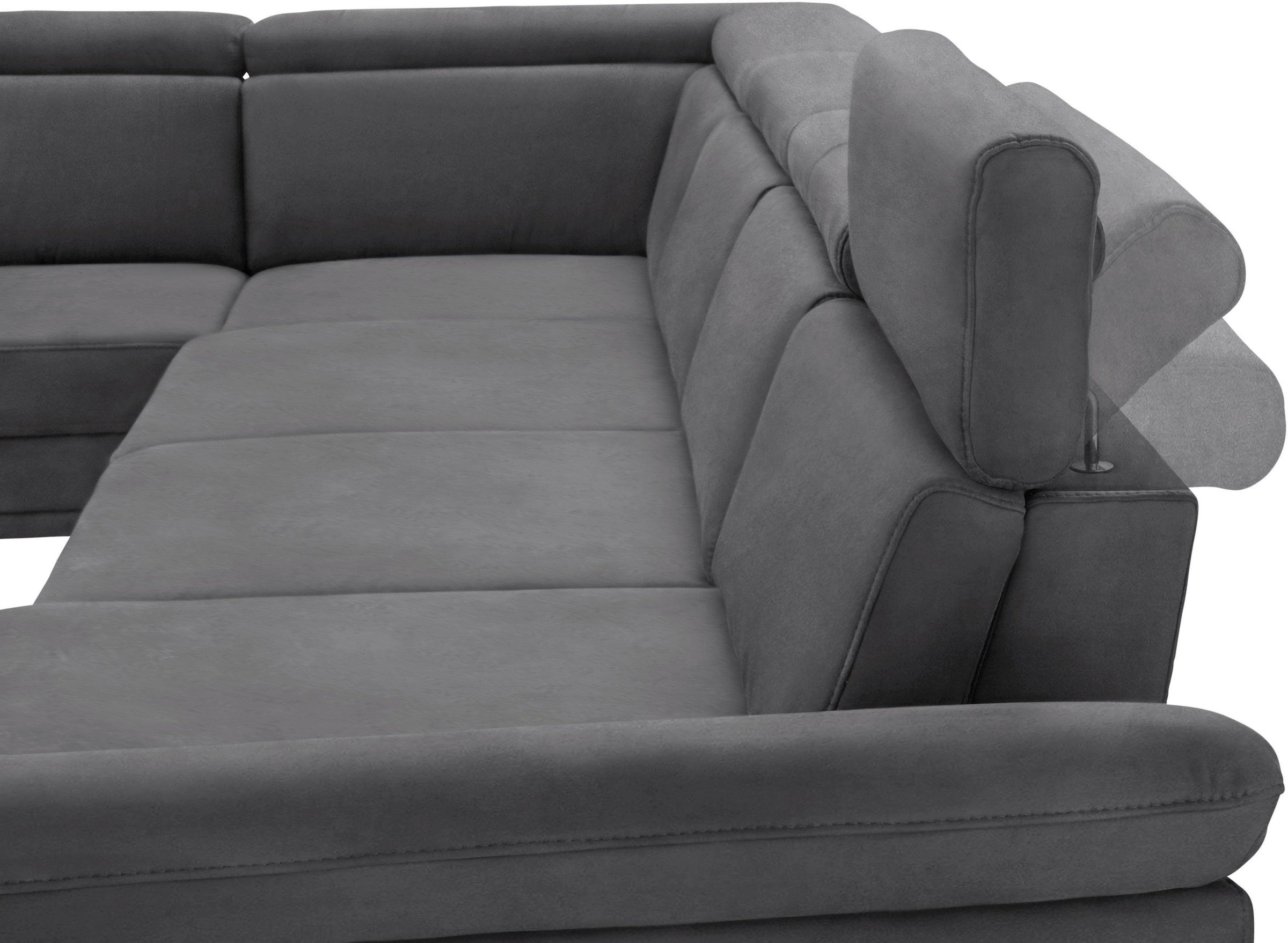 sit&more Wohnlandschaft »Scorpio U-Form«, inklusive Sitztiefenverstellung, mit Kopf- und Armteilverstellung