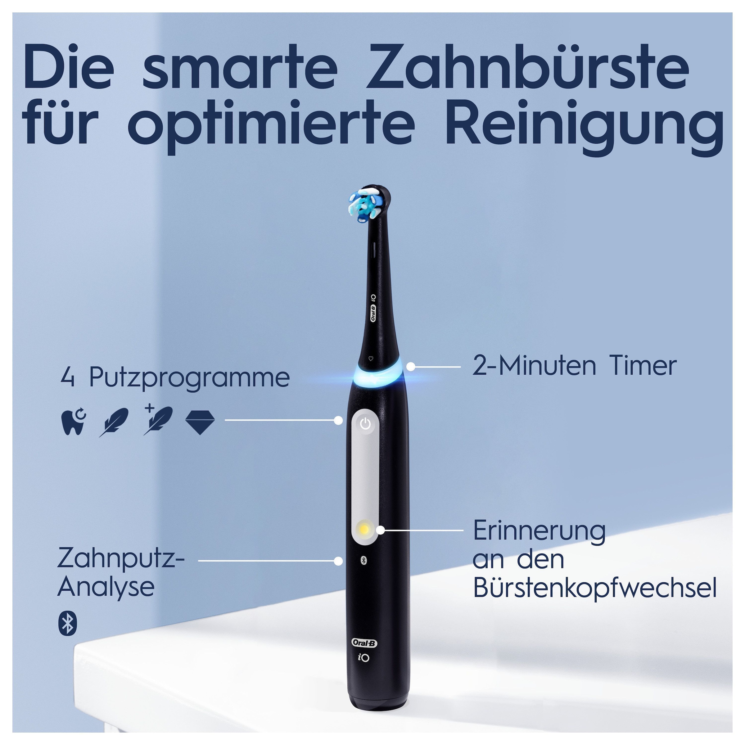 Oral-B Elektrische Zahnbürste »iO 4«, 1 St. Aufsteckbürsten, mit Magnet-Technologie, 4 Putzmodi, Reiseetui