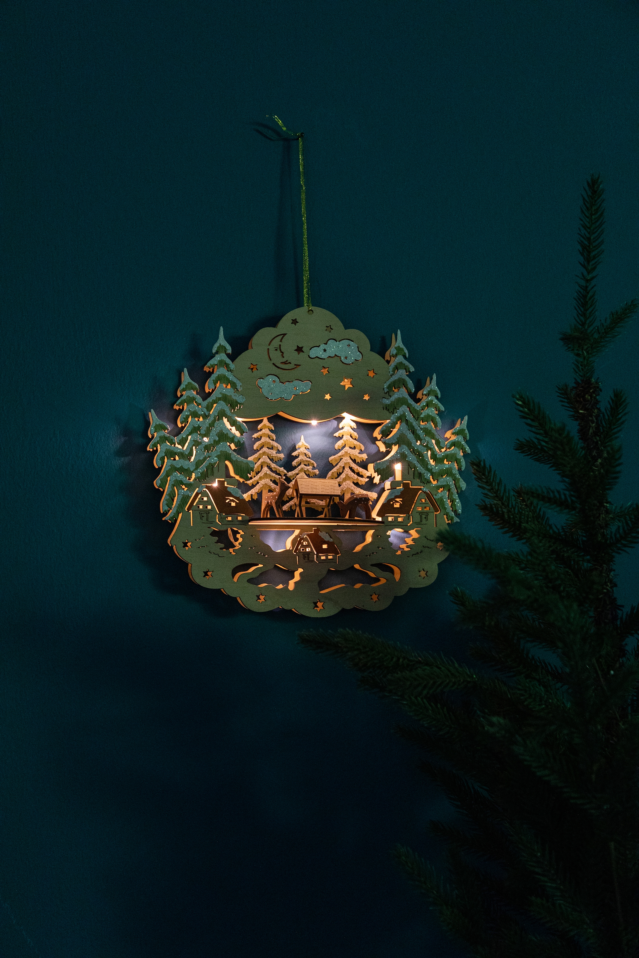 Myflair Möbel & Accessoires Dekoobjekt »Weihnachtsdeko mit LED-Beleuchtung«, aus Holz, Höhe ca. 29 cm