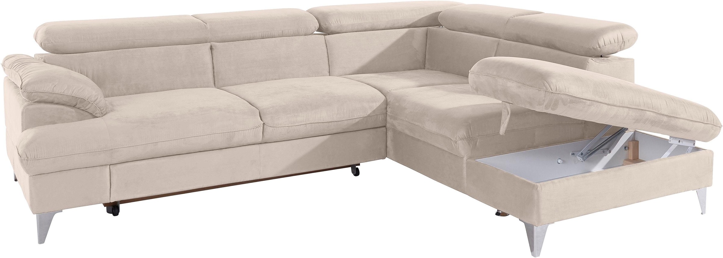 COTTA Polstergarnitur »Caluso L-Form«, Set bestehend aus: Ecksofa mit Kopfteilverstellung & Hocker