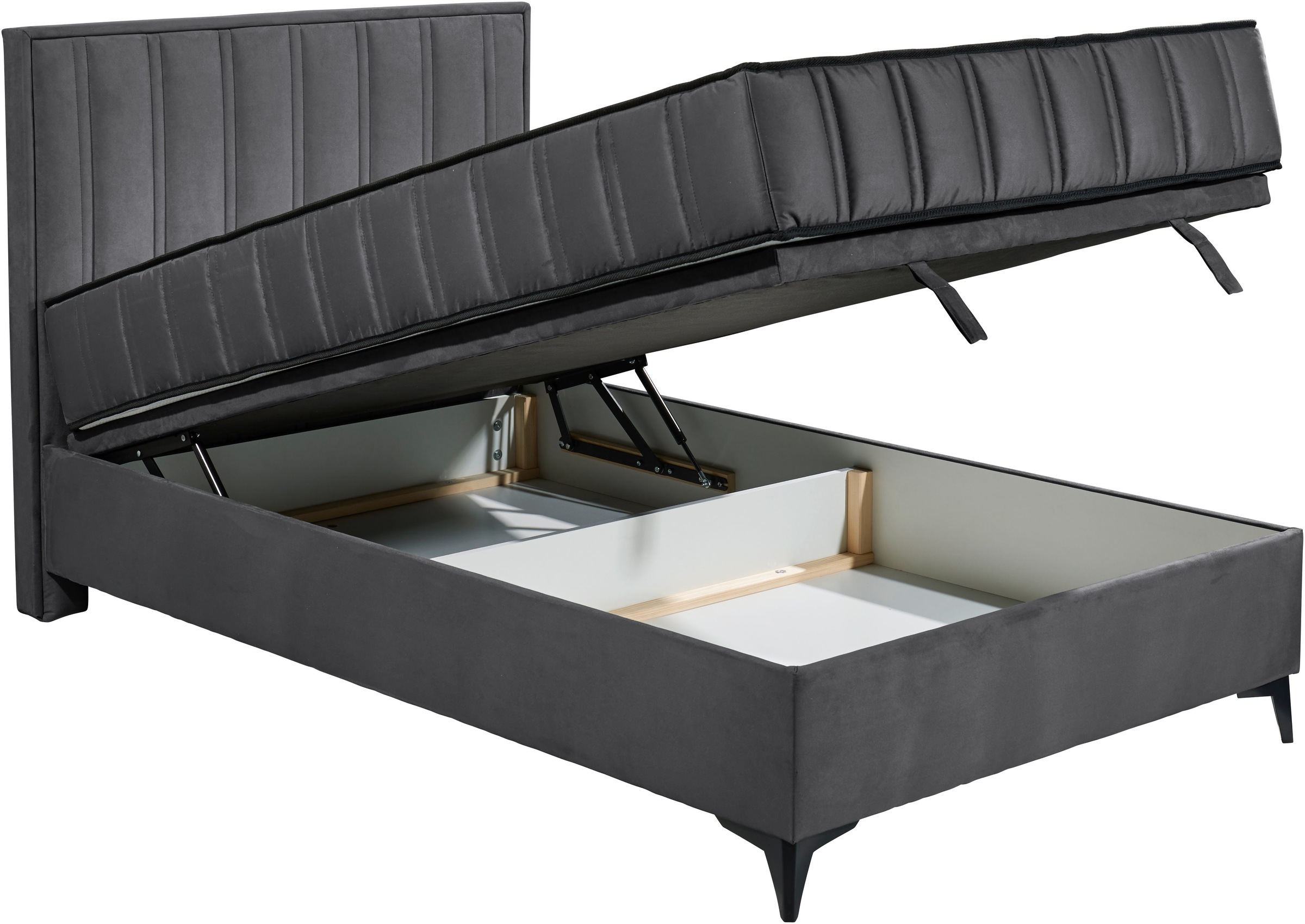 ED EXCITING DESIGN Boxbett »Monroe inkl. Bettkasten, erhältlich in den Breiten 120cm & 140cm«, Duo-Matratze - feste Seite mit Kokosmatte
