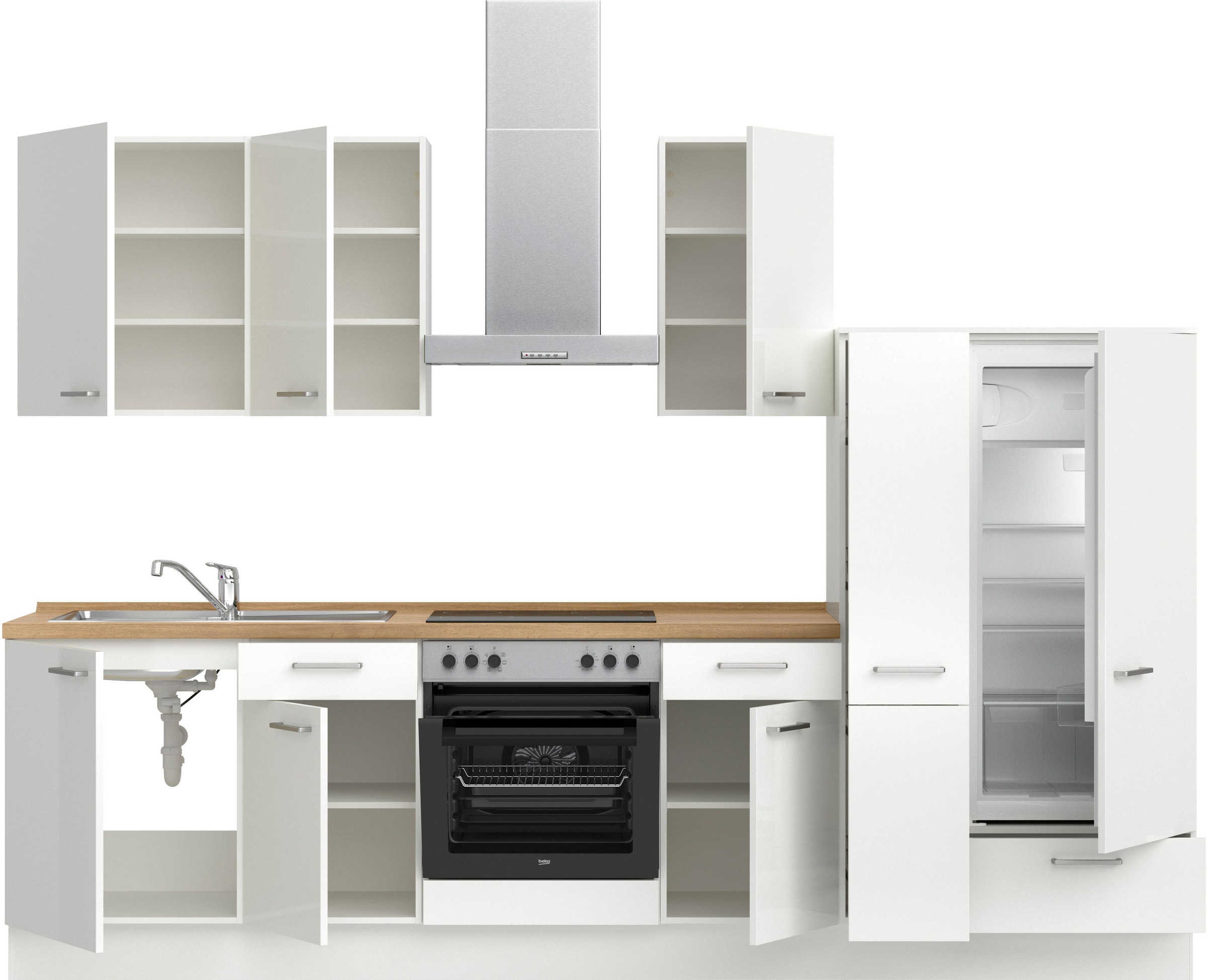 nobilia® Küchenzeile »"Flash I"«, vormontiert, Ausrichtung wählbar, Breite 300 cm, wahlw. mit E-Geräten