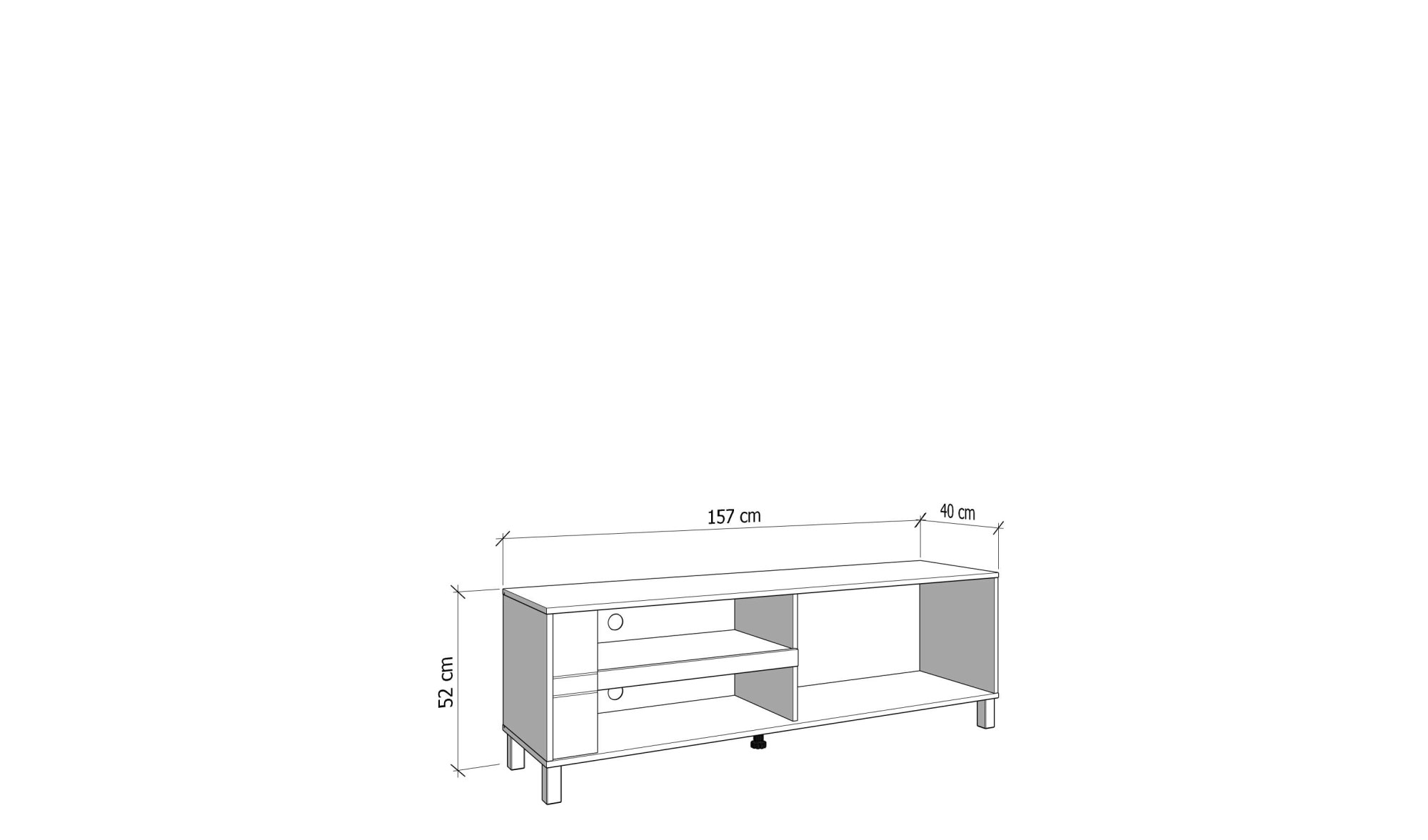 Home affaire TV-Board »Sheffield TV-Bank, TV-Schrank, TV-Lowboard, TV-Möbel, Breite 157 cm«, Klapptür, 2D-beschichtetes MDF-Profil, Heißprägedetails