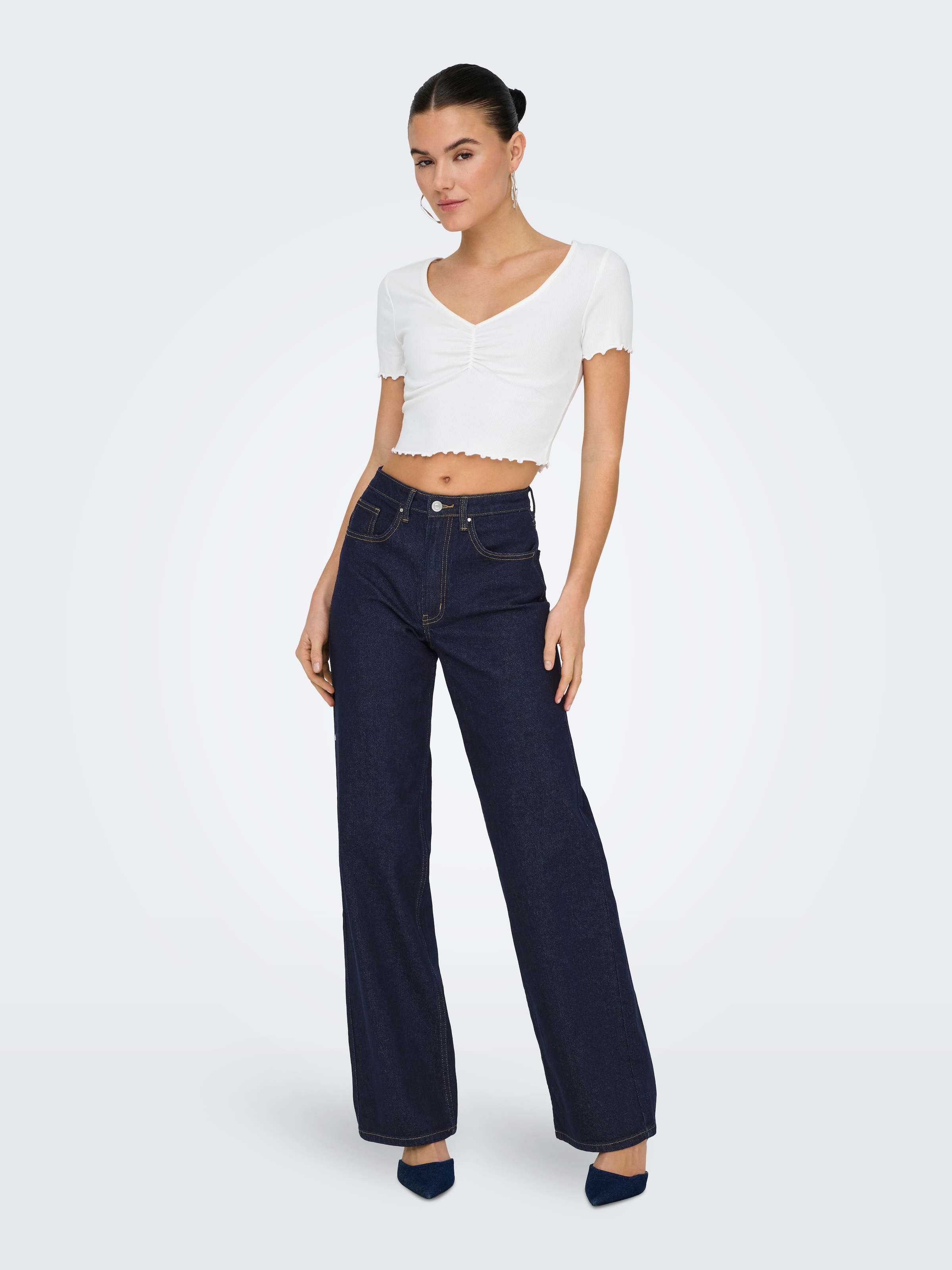 ONLY High-waist-Jeans »ONLJUICY HW WIDE RINSE DNM MAS763 NOOS« Baumwollmischung