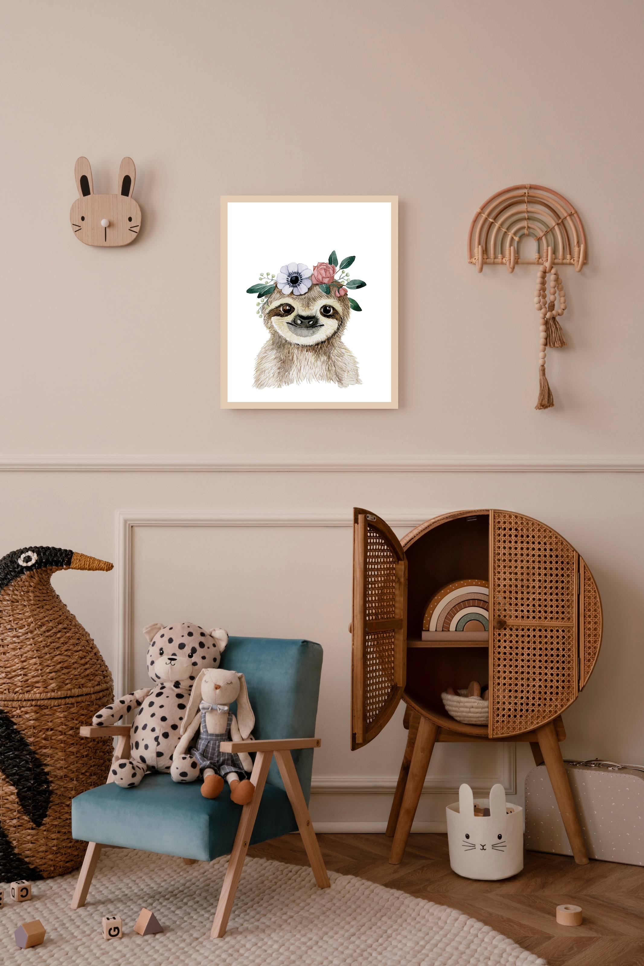 Lüttenhütt Poster »Faultier mit Blumenkranz«, Fantasy-Faultier-Tiere, (1 St günstig online kaufen