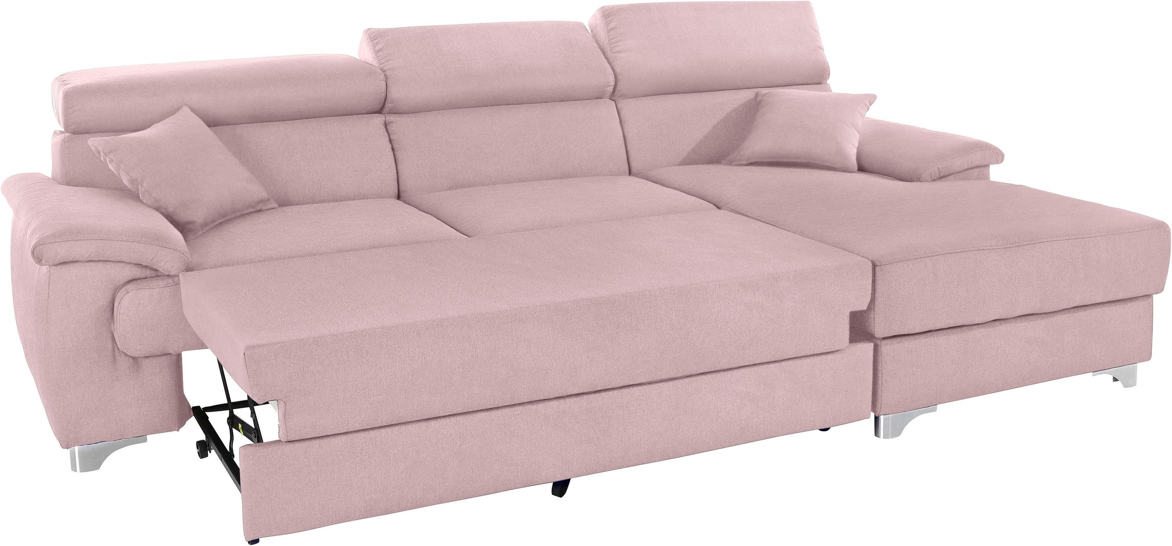 DOMO collection Ecksofa »Mira, inklusive Kopfteilverstellung für mehr Wohlfühlkomfort, L-Form«, wahlweise mit Bettfunktion und Bettkasten, elegant und modern