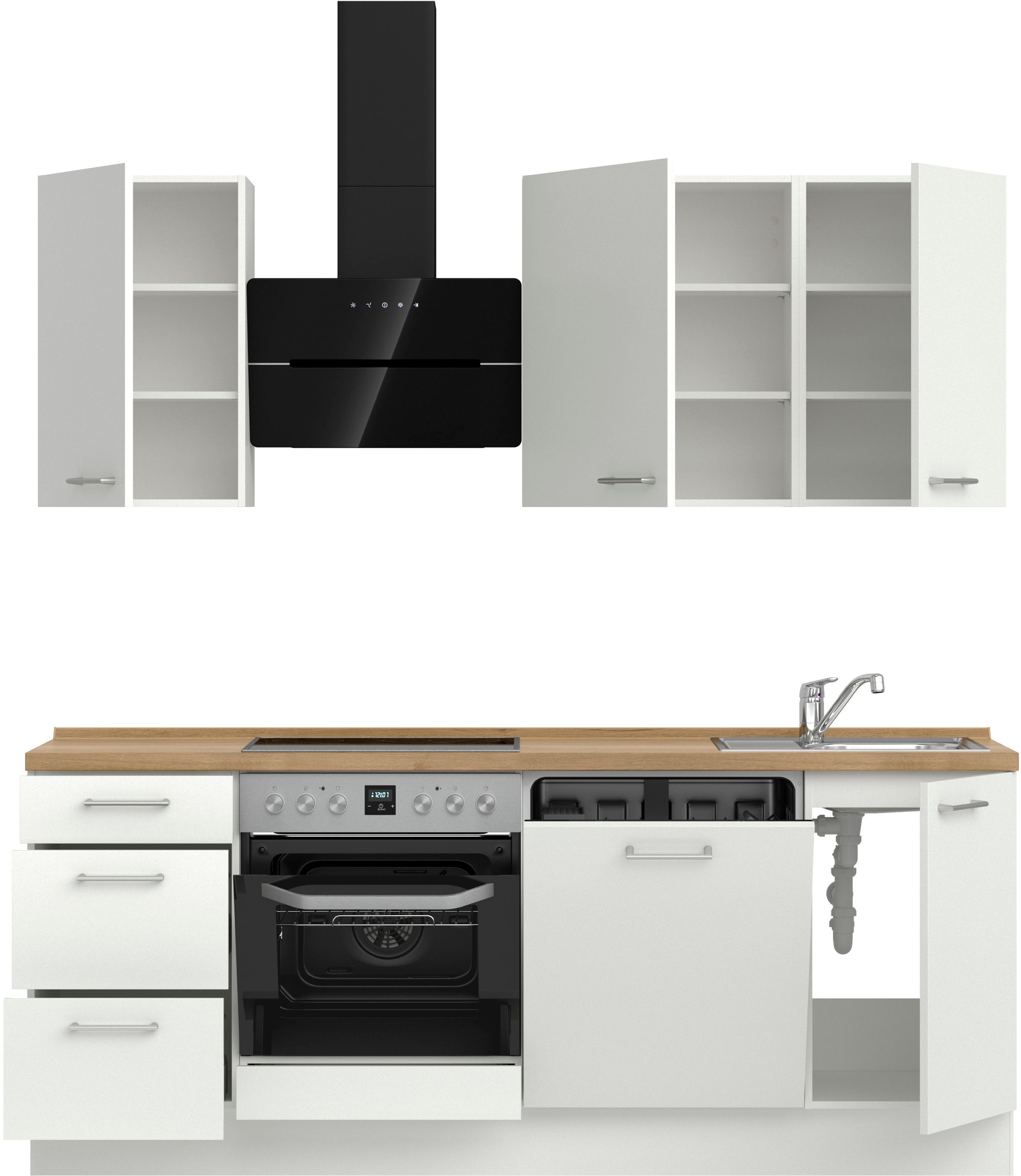 nobilia® Küchenzeile »"Laser II"«, vormontiert, Ausrichtung wählbar, Breite 210 cm, wahlw. mit E-Geräten