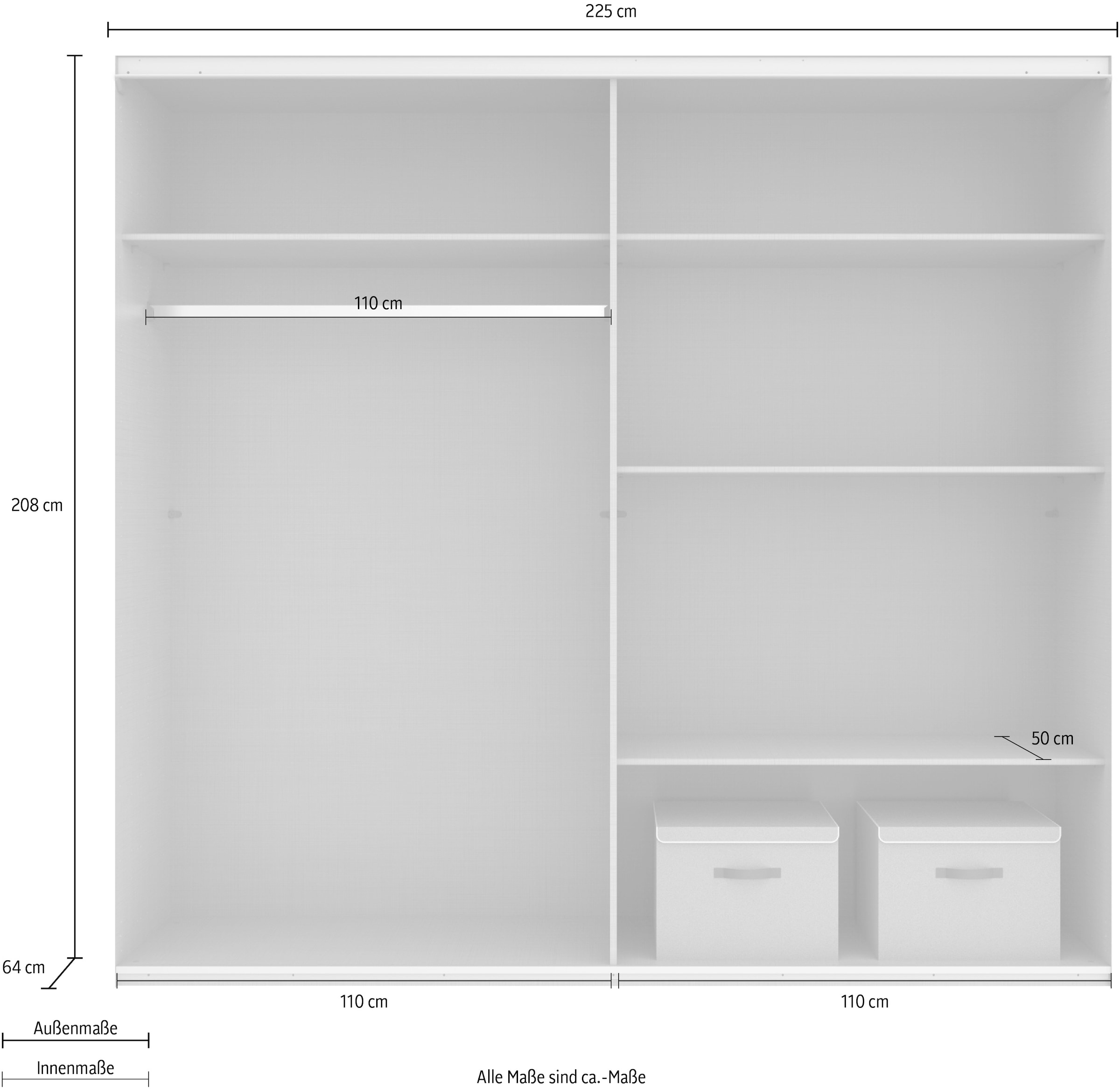 Wimex Schwebetürenschrank »Barmbek Schlafzimmerschrank BESTSELLER Garderobenschrank«, Kleiderschrank mit 2 Stoffboxen und 2 zusätzlichen Böden, Spiegeltür
