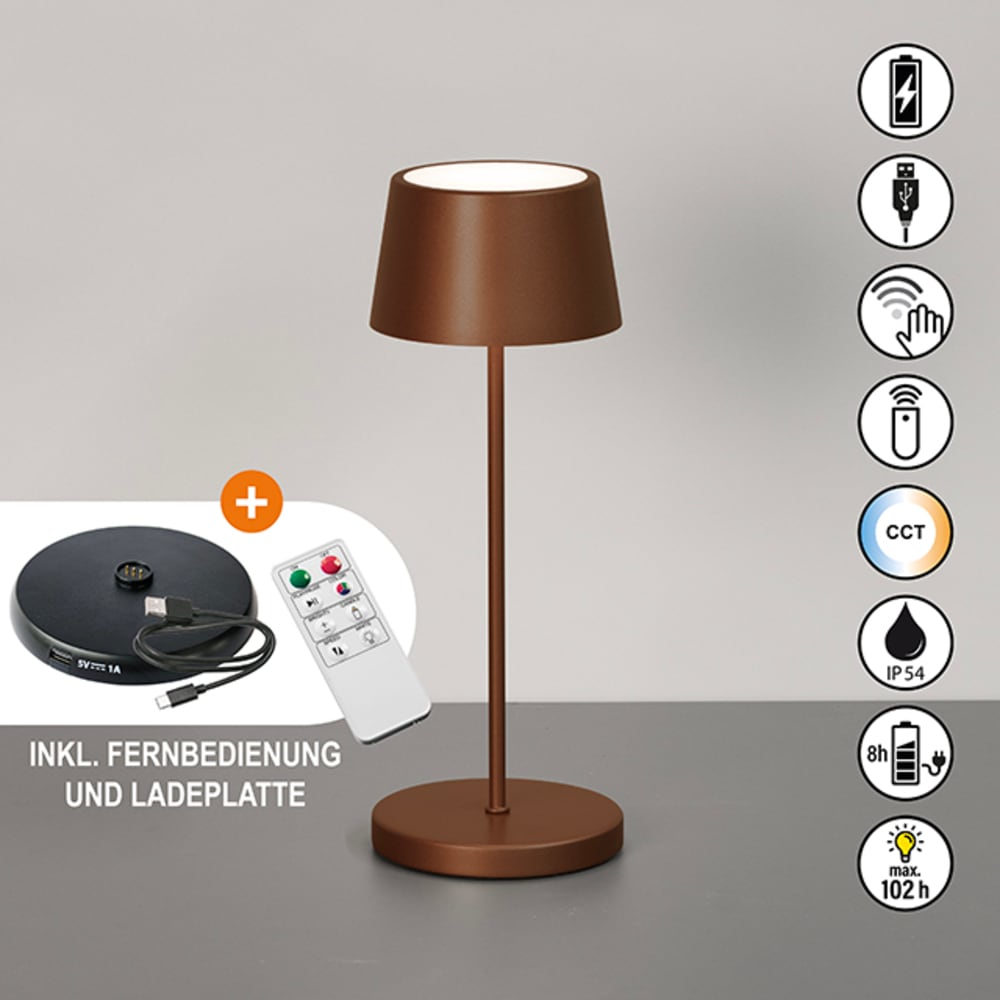 easy! BY FHL LED Tischleuchte »Asena Pro« LED-Board 3 Stk. warmweiß - kaltweiß mit Akkubetrieb, Sensordimmer u. Fernbedienung, inkl. Ladestation