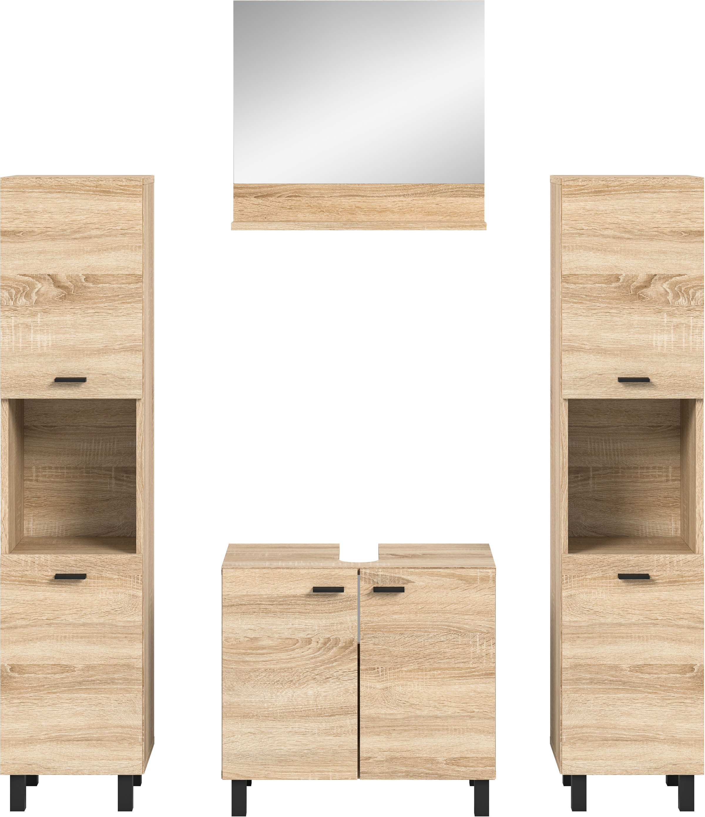 welltime Badmöbel-Set »Tampa, Breite 137cm, 4-teilig« 4 Stk. tlg. Waschbeck günstig online kaufen