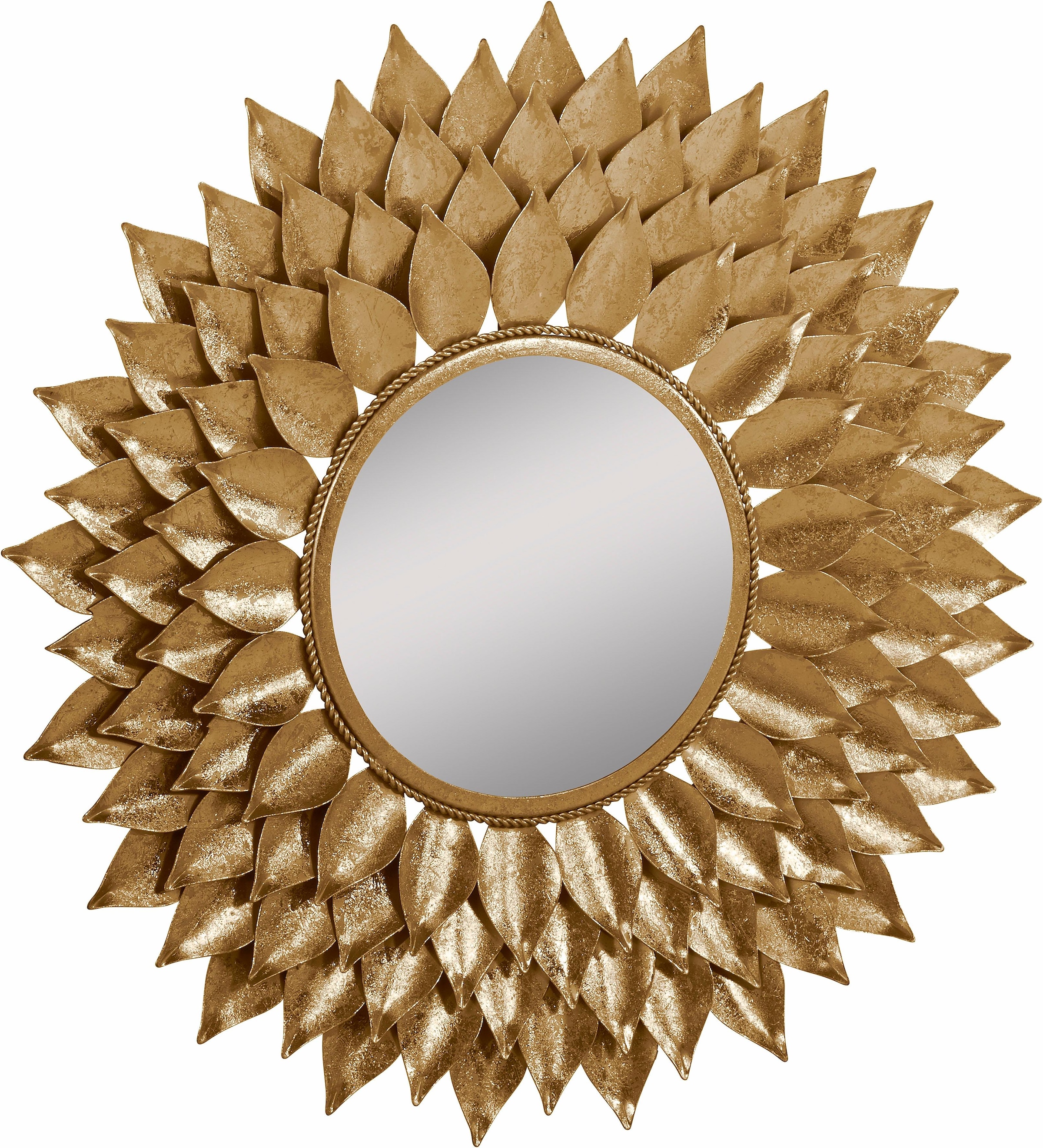 »Sarai«, Leonique Blattgold-Finish, Rahmen 73,5 Ø online aus Metall Sonne, mit cm, bestellen Dekospiegel Wandspiegel,