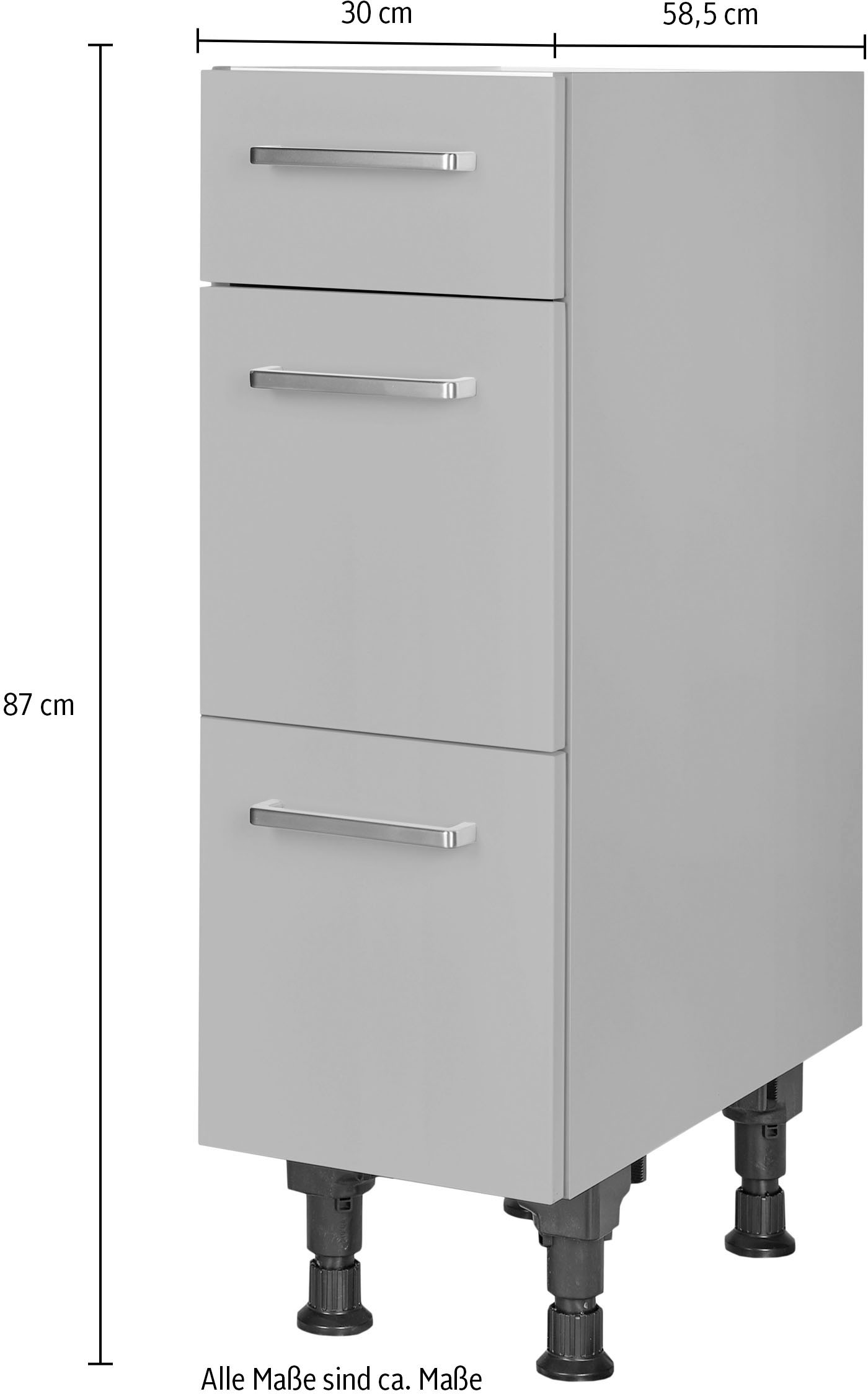 nobilia® Unterschrank »"Touch", vormontiert, mit höhenverstellbaren Sockelfüßen, in den« Breiten 30, 45, 60 und 90 cm, mit Schubkasten und Auszügen