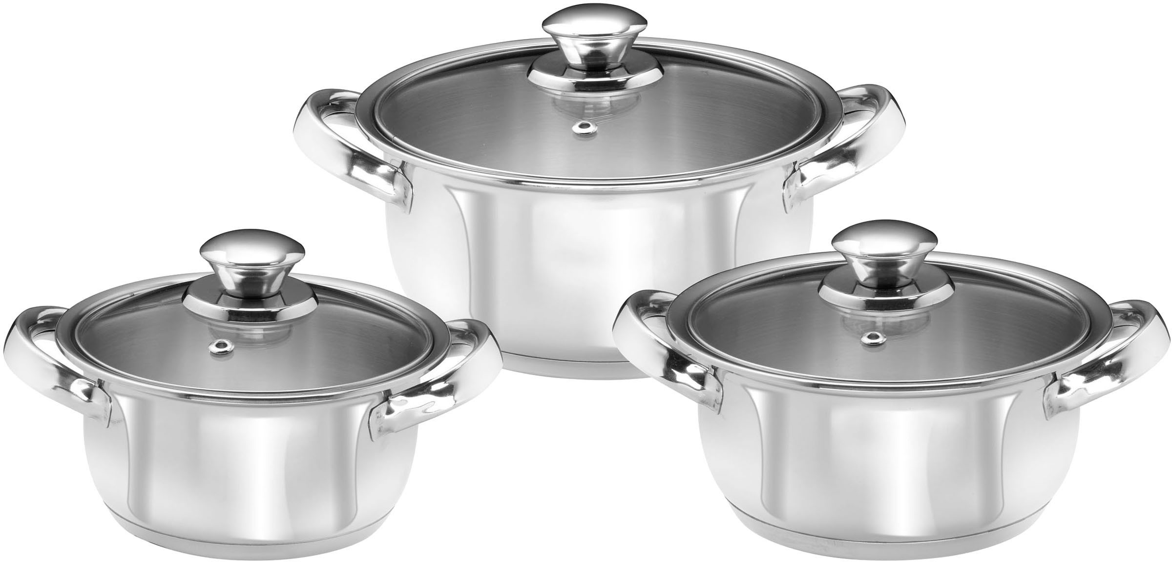 KING Topf-Set Edelstahl Set, 3 Kochtöpfe Ø16 Ø18 Ø20cm, mit Glasdeckel, Sch günstig online kaufen