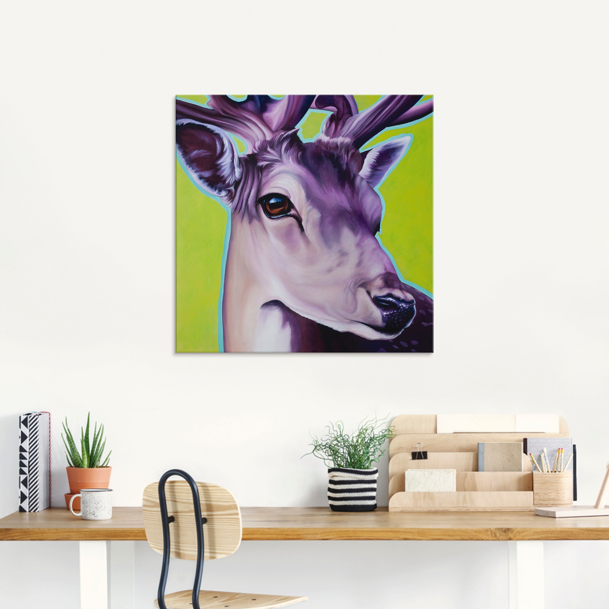 Artland Glasbild »Hirsch grün«, Wildtiere, (1 St.), in verschiedenen Größen