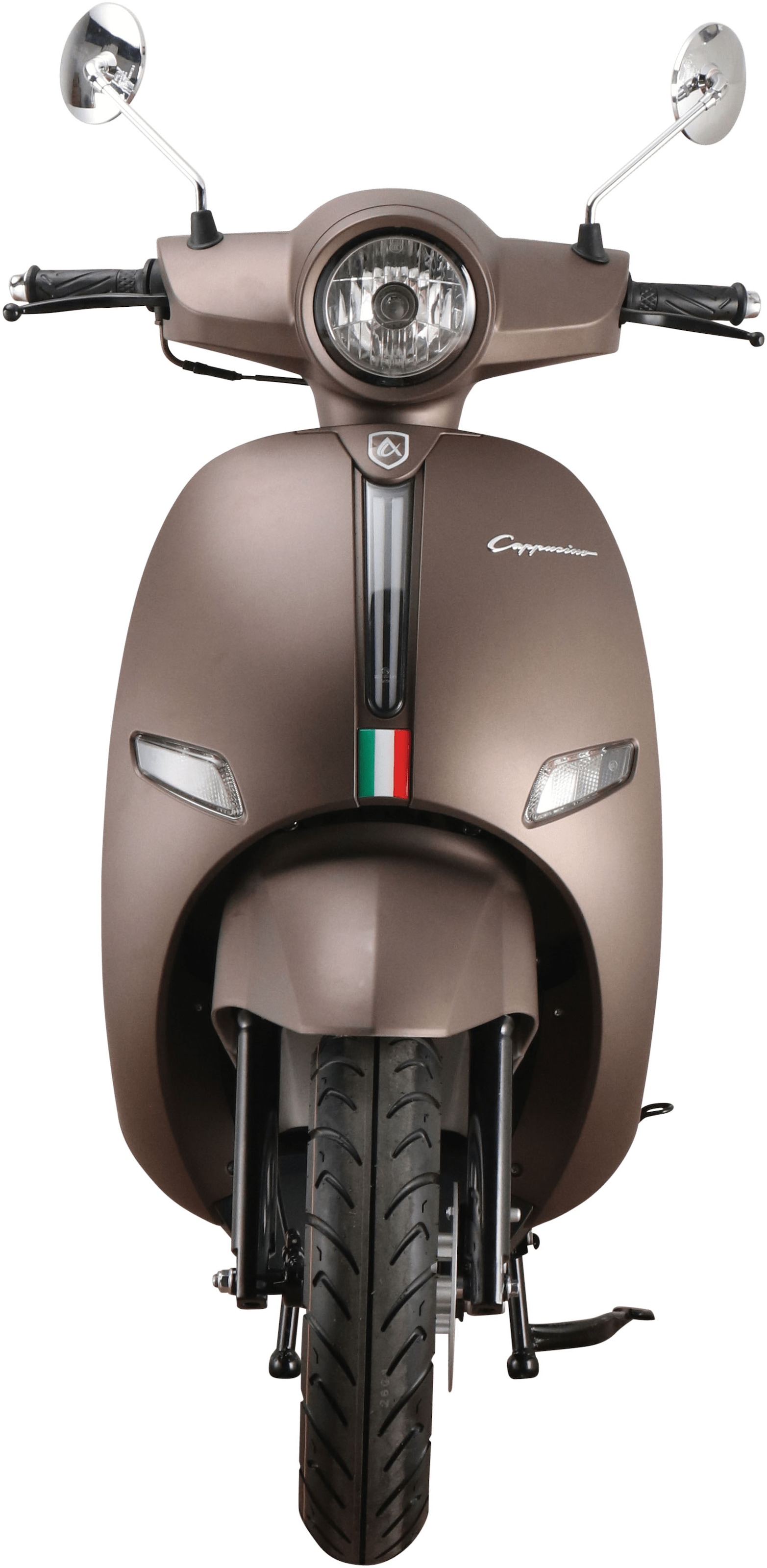 Alpha Motors Motorroller »Cappucino 50 ccm 25 km/h EURO 5 mattbraun«, 50 cm³, 25 km/h, Euro 5, 2,72 PS, LED-Leiste vorne und hinten, mit USB-Anschluss und Lenkerschloss
