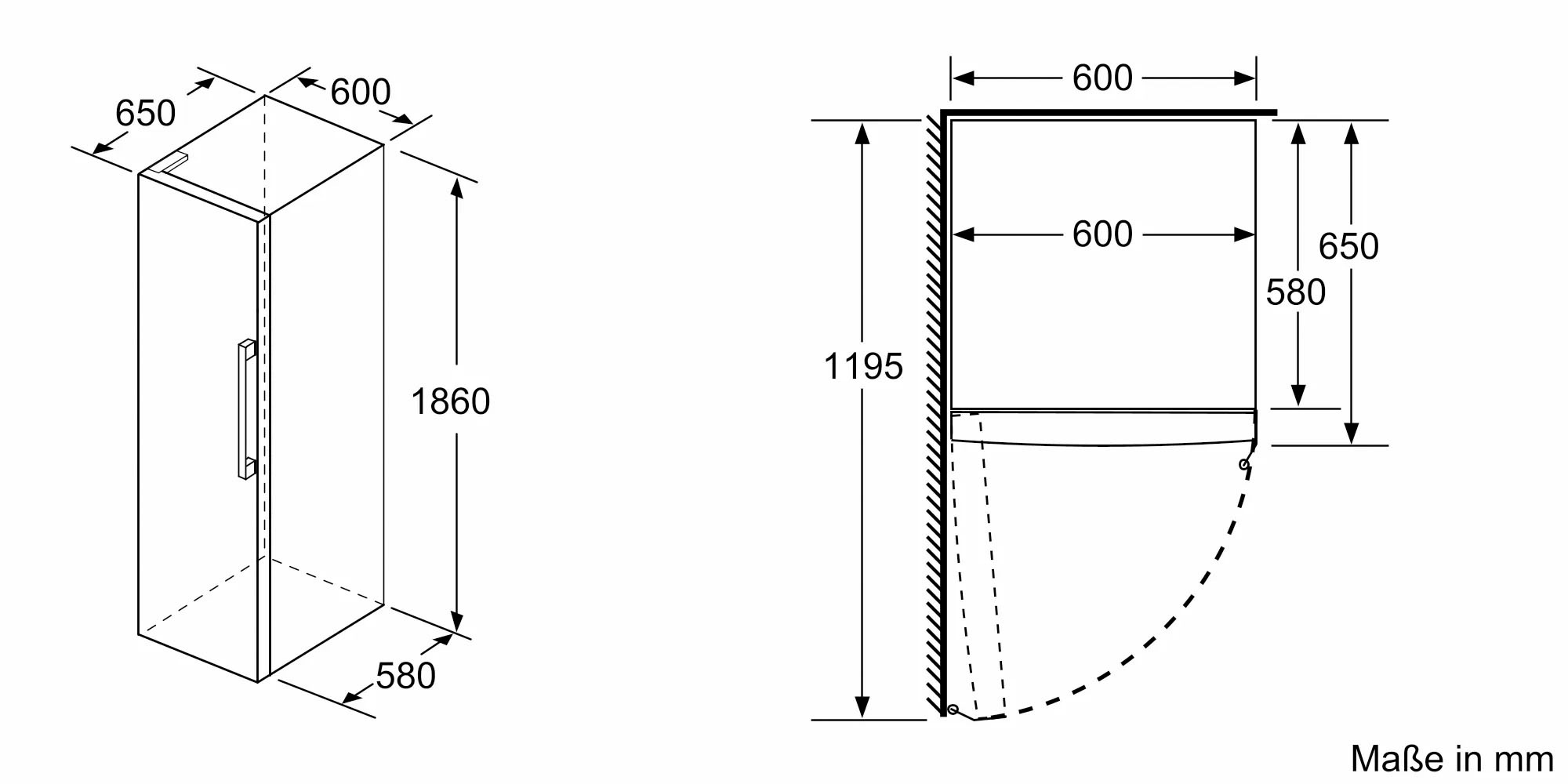 SIEMENS European Side-by-Side iQ300, 186 cm hoch, 120 cm breit, mit Flaschenregal-höhenverstellbare Füße