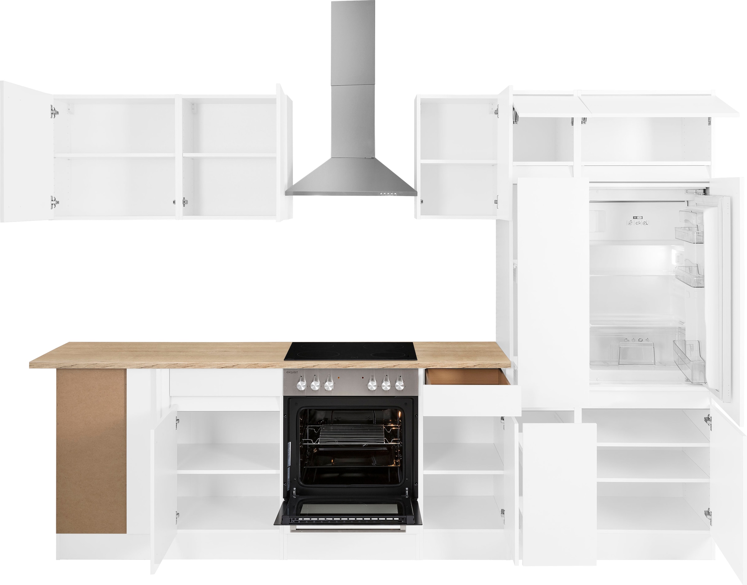 OPTIFIT Winkelküche »Roth« Stellmaße 300x175 cm, wahlweise mit E-Geräten, mit Apothekerschrank