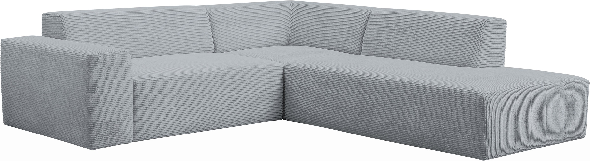 WERK2 Ecksofa »Zeus-M, tolles Sofa mit schönen Details, L-Form«, Curvy Trend Garnitur, urbane Optik, komfortable Wellenunterfederung