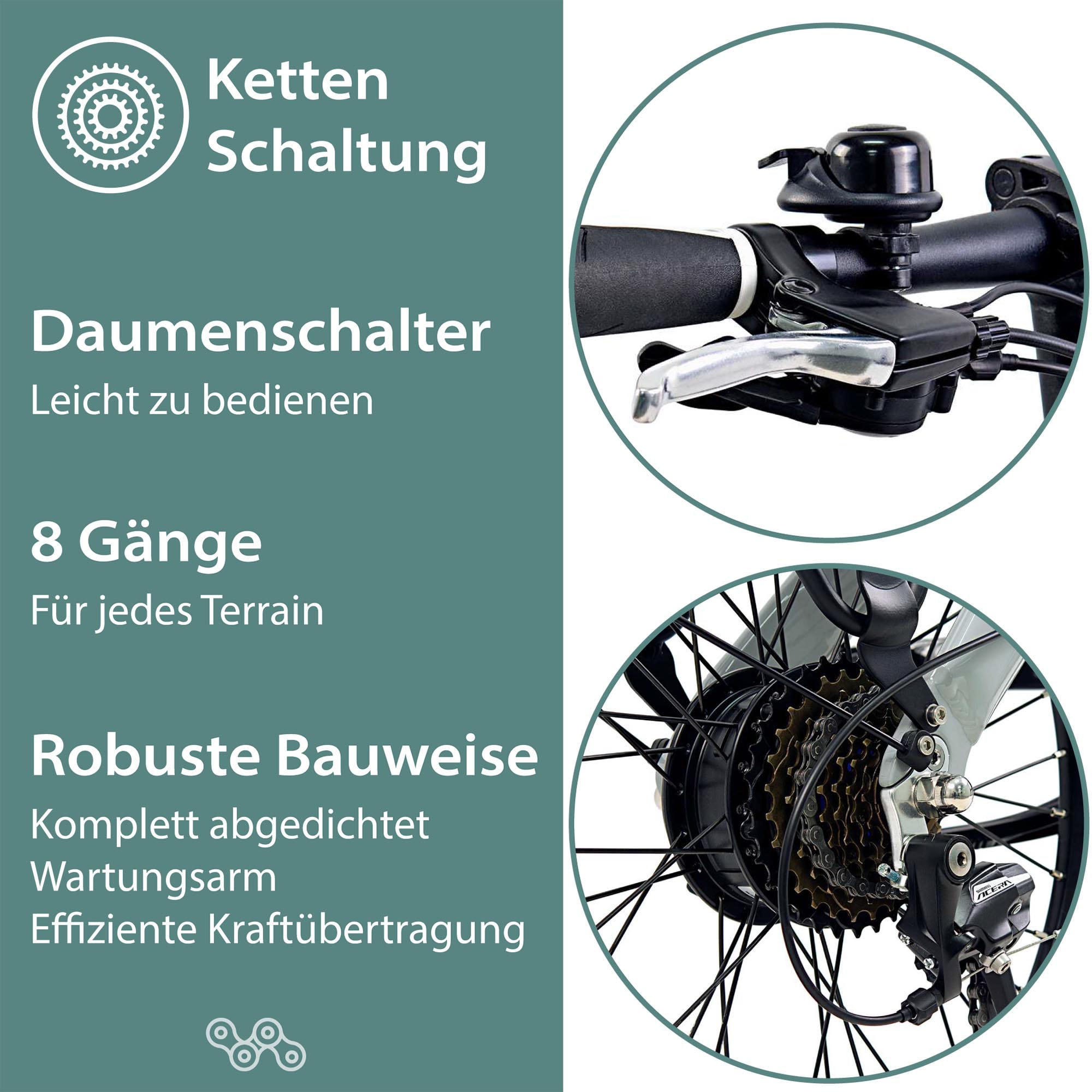 Tretwerk E-Bike »Akimbo«, 8 Gang, Shimano, Acera M3020 SGS, Heckmotor 250 W, Pedelec, Elektrofahrrad für Damen u. Herren