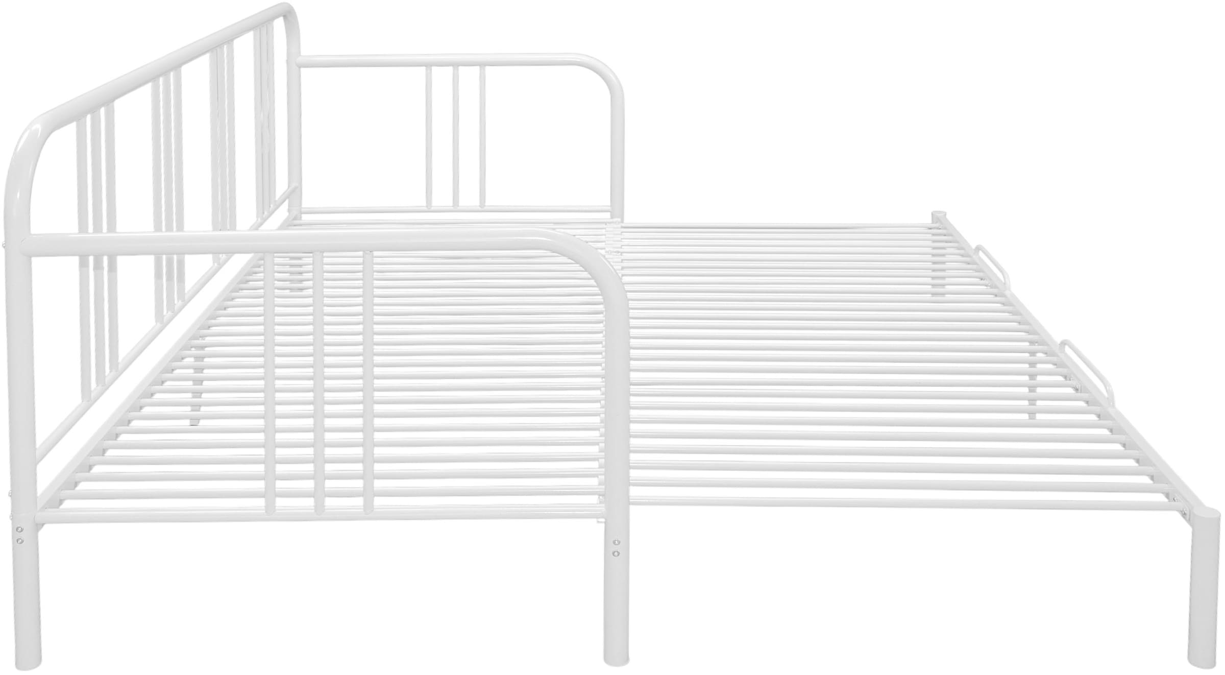 OTTO home Metallbett »Trento Bett Bettgestell Bestseller Doppelbett Ausziehbett« Bestseller Gästebett Sofabett Schlafzimmer,  Daybett mit Ausziefunktion im Landhausdesign weiß