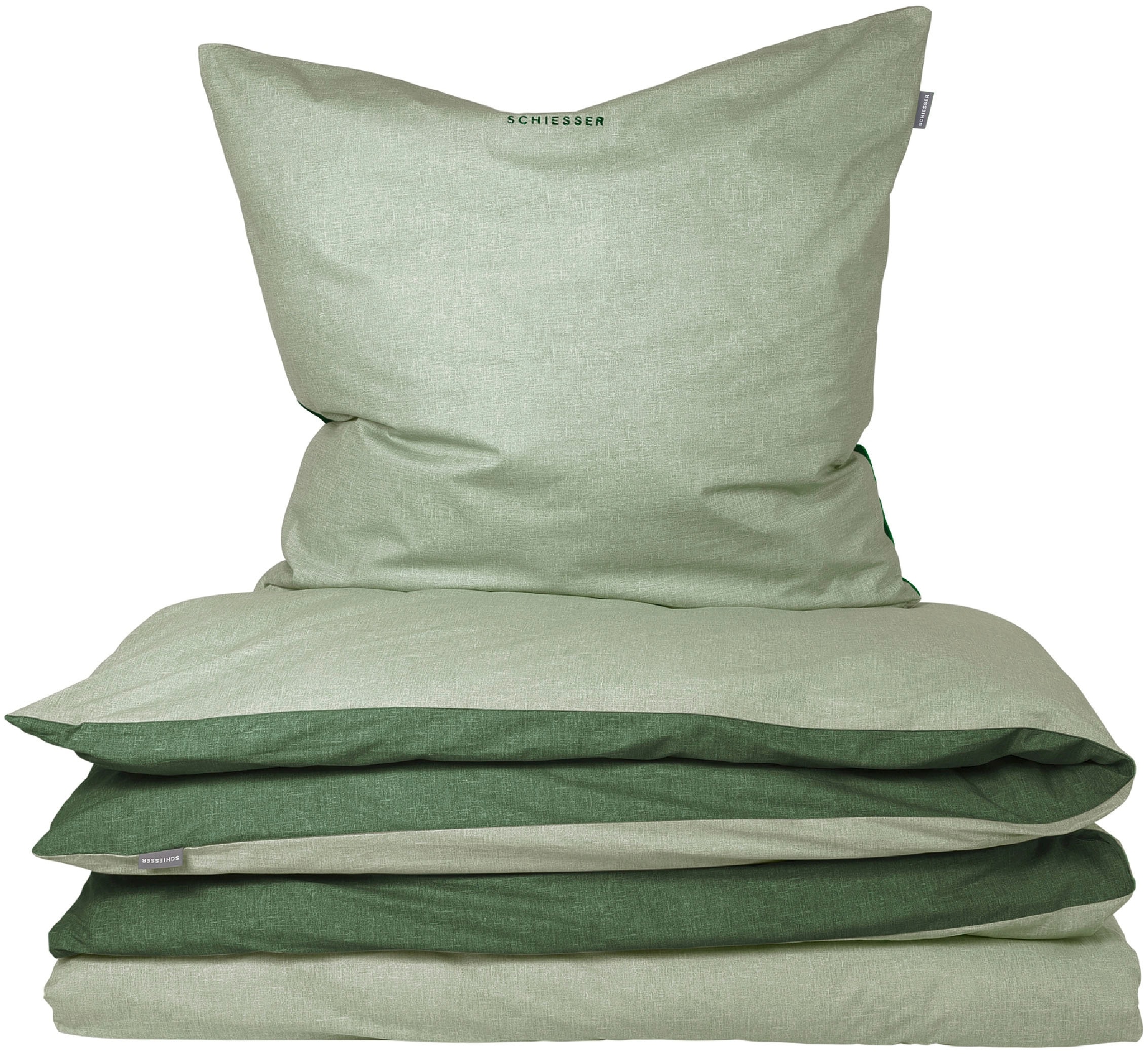Schiesser Wendebettwäsche »Doubleface aus weicher Baumwolle mit edlem Melangeeffekt« 2 Stk. tlg. ab Größe 135x200 cm erhältlich, Made in Green