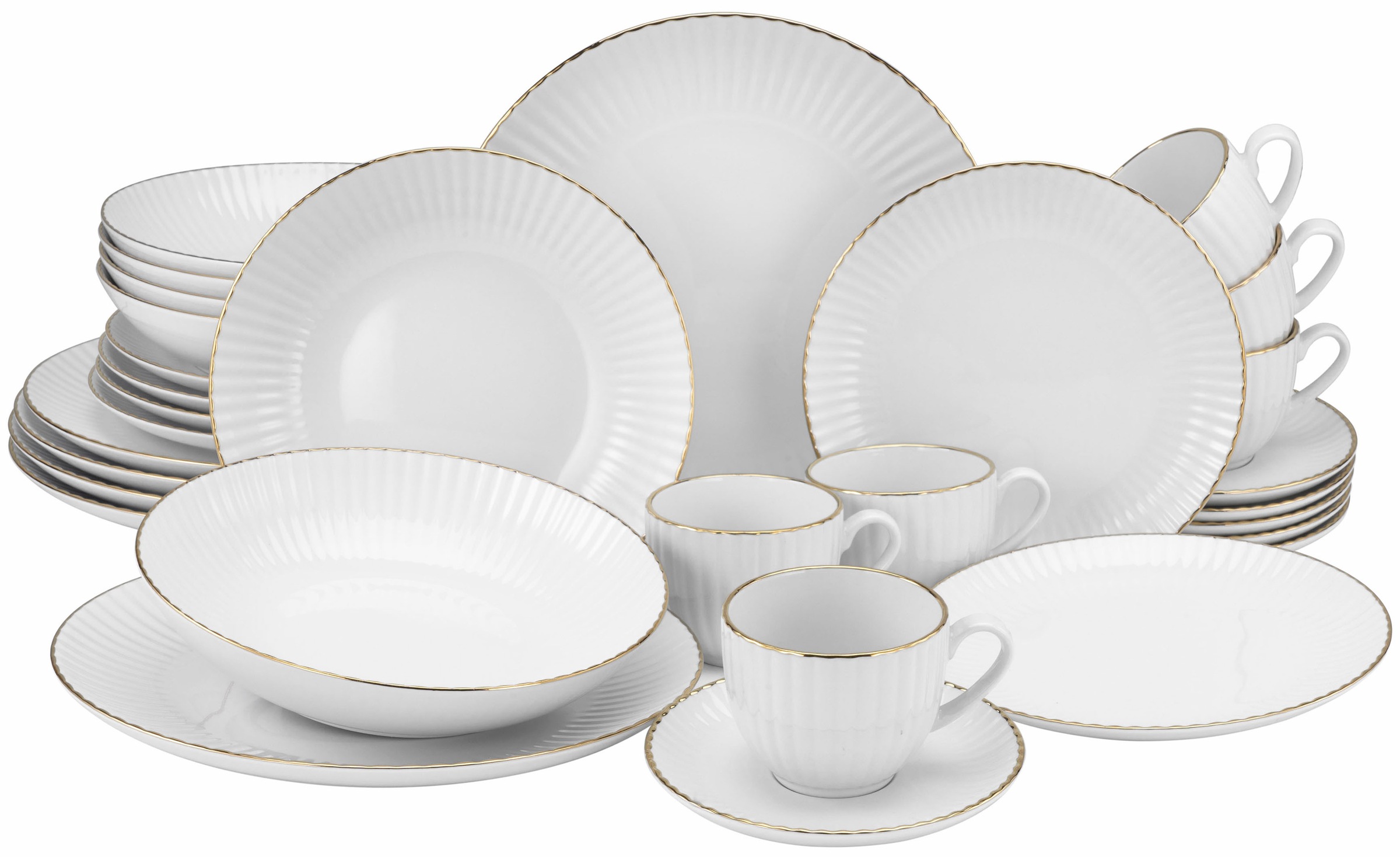 my home Kombiservice »Geschirr-Set, Service Elisetta« Goldband, Made in Eur günstig online kaufen