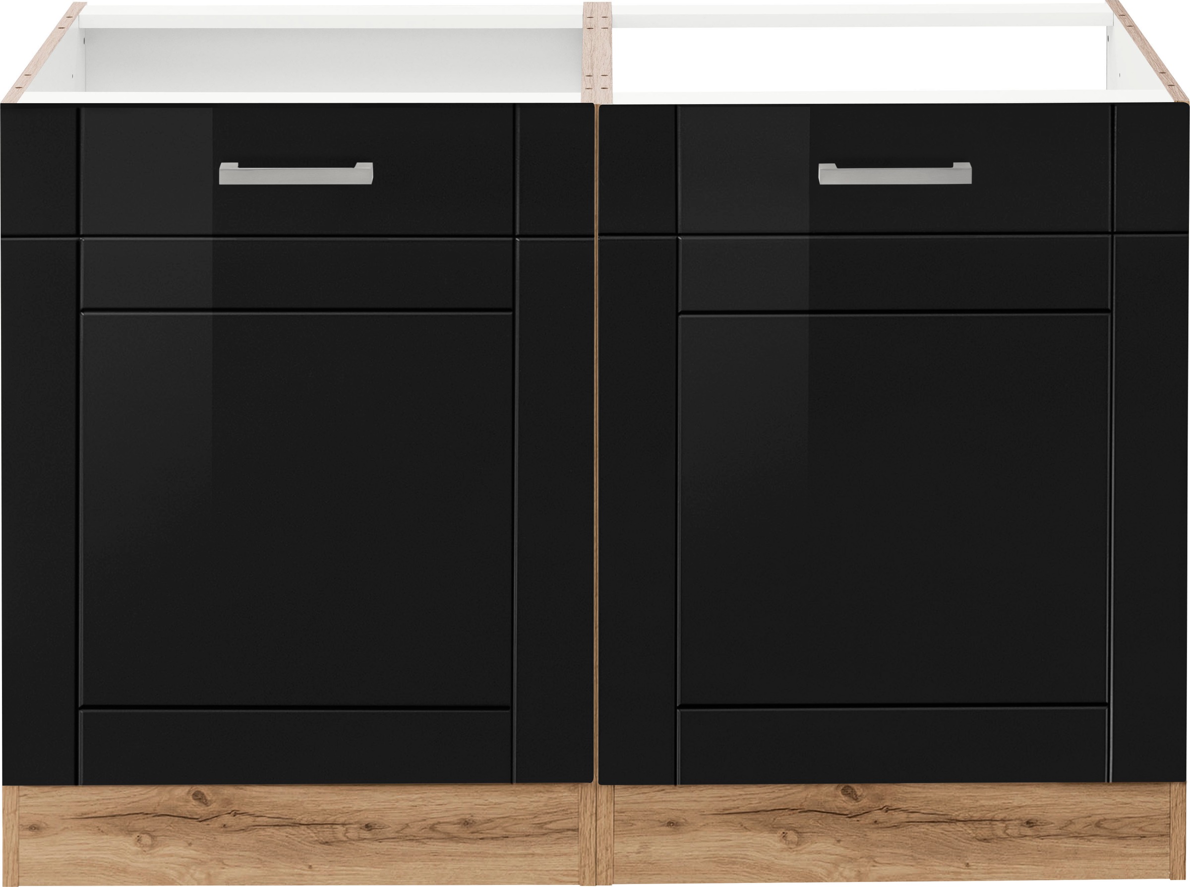 KOCHSTATION Spülenschrank »KS-Tinnum«, 120 cm breit, MDF-Fronten, Metallgriffe, inklusive Einbauspüle