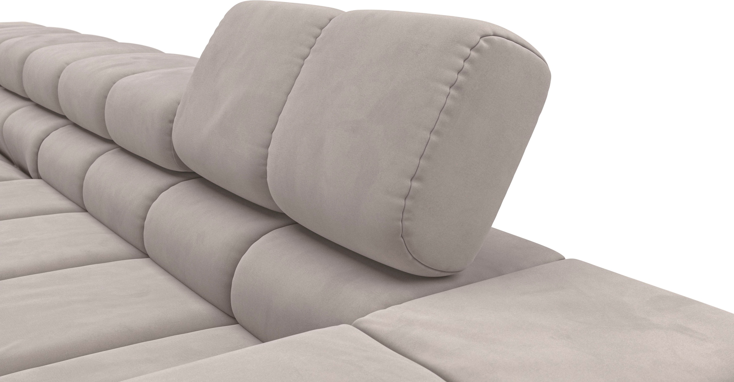 INOSIGN Ecksofa »Ancona New, wahlweise motorische Sitztiefenverstellung, auch in Cord«, feine Steppung, mit Kopfteilverstellung, 3 Zierkissen, L-Form
