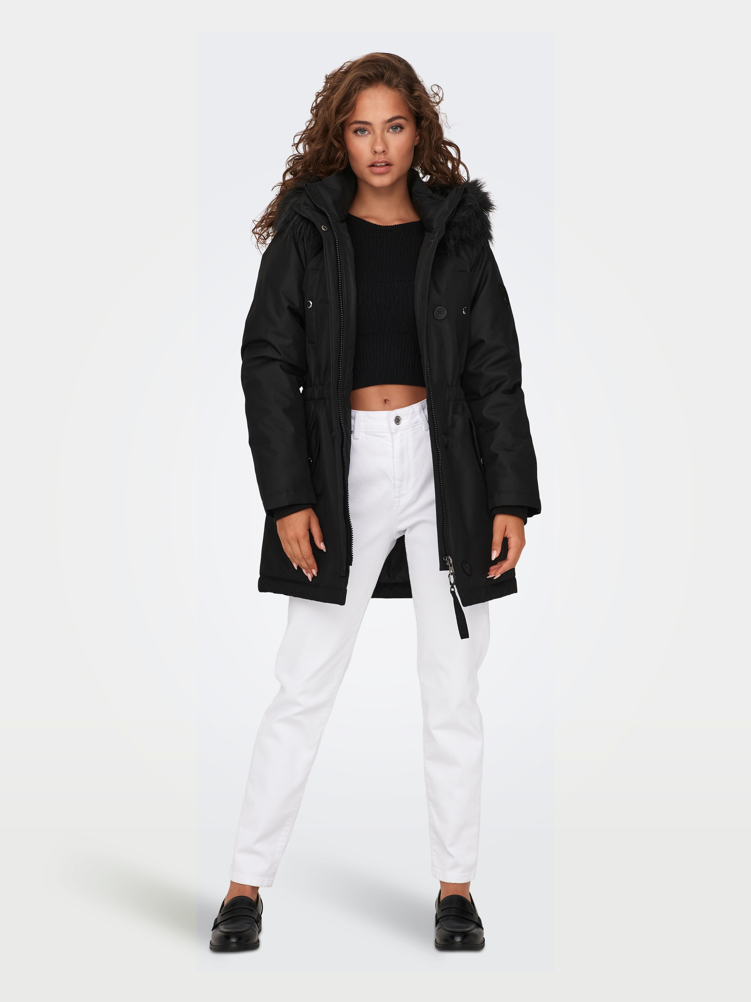 ONLY Parka »ONLIRIS FUR WINTER PARKA LIFE CC OTW«, mit Kapuze, mit verdeckter Knopfleiste
