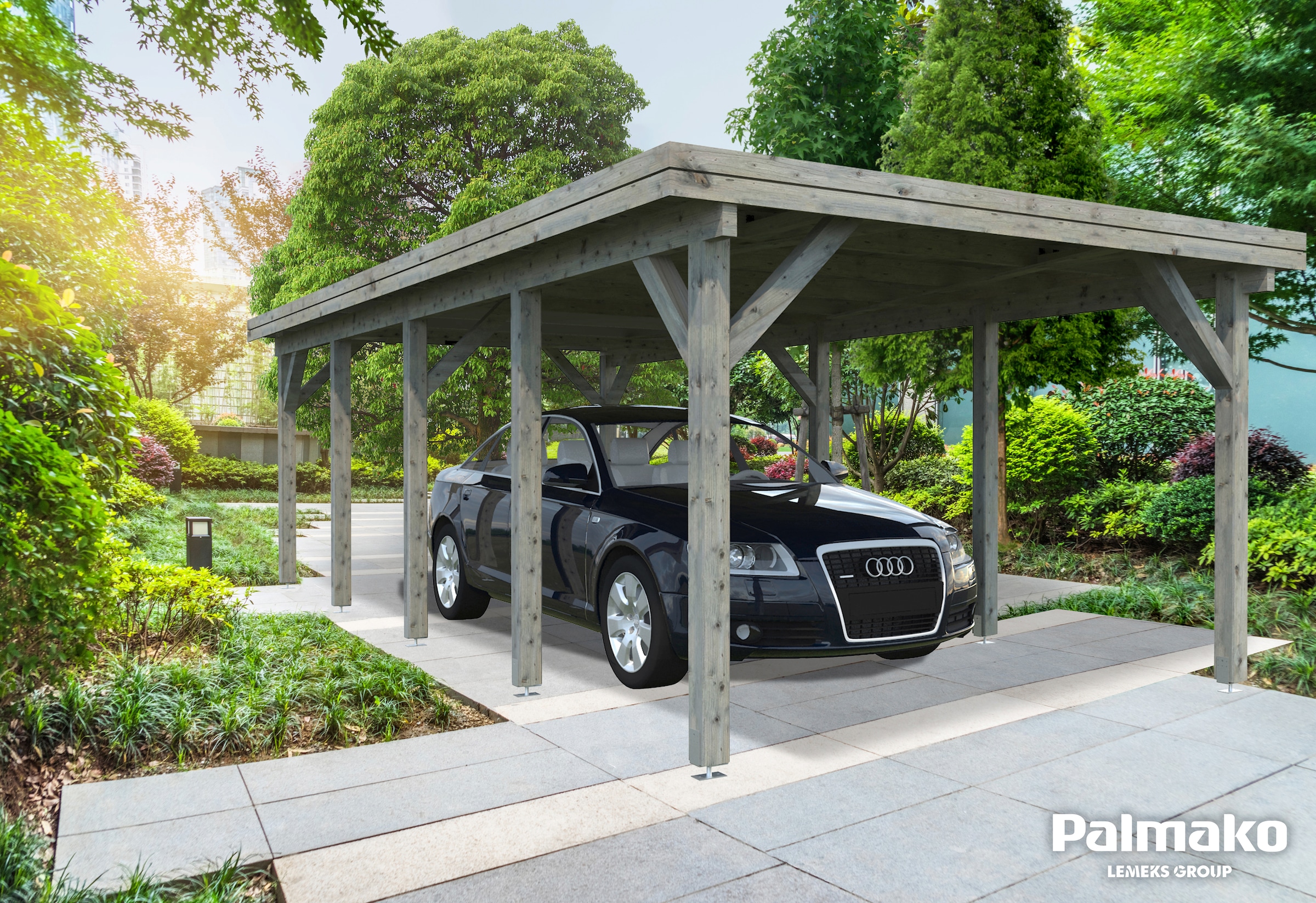 Palmako Einzelcarport »Karl«, Holz, hellgrau