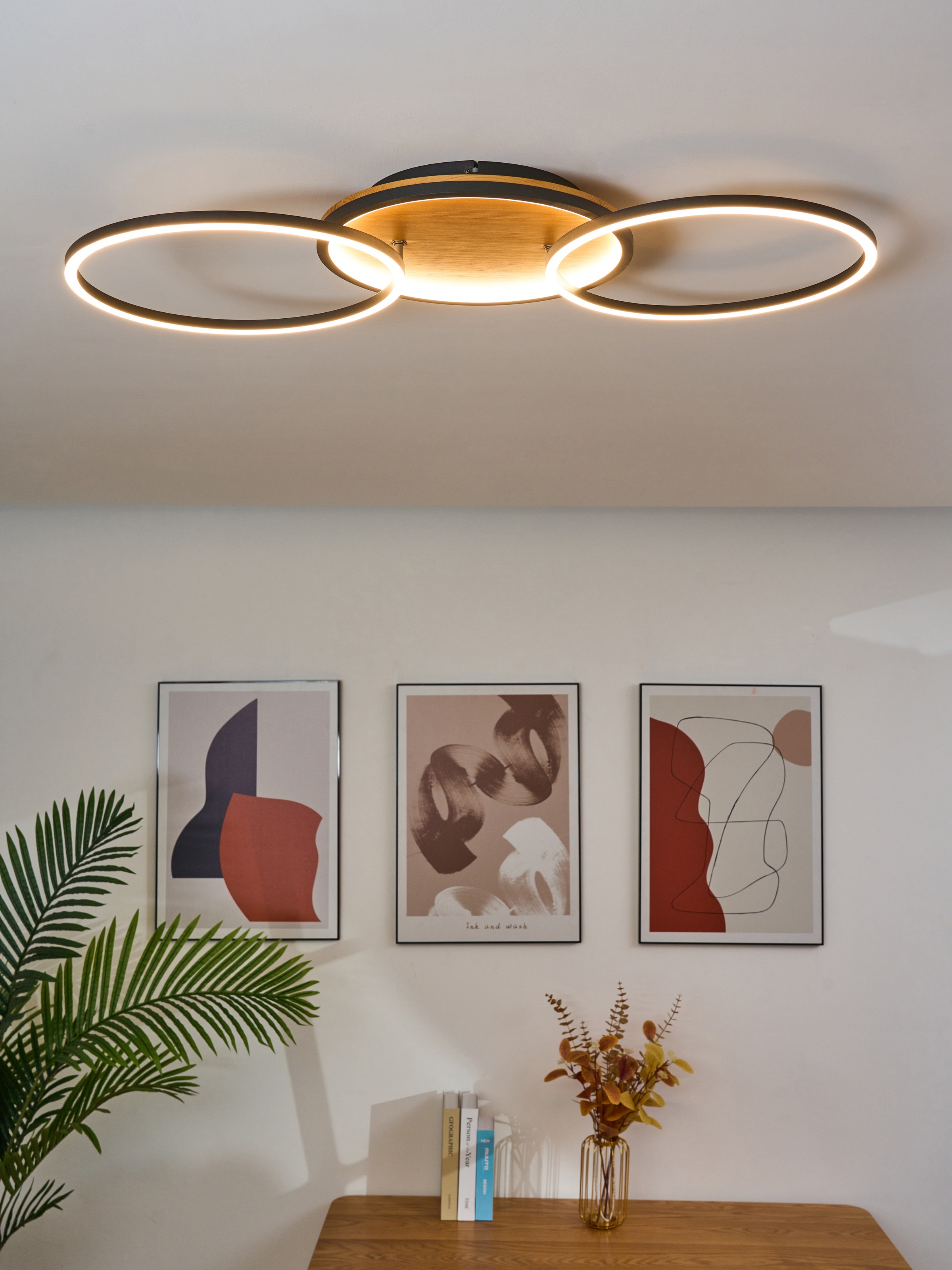 LED-Deckenleuchte Kiru, pinie, Länge 87,4 cm, 2-flg., Holz günstig online kaufen