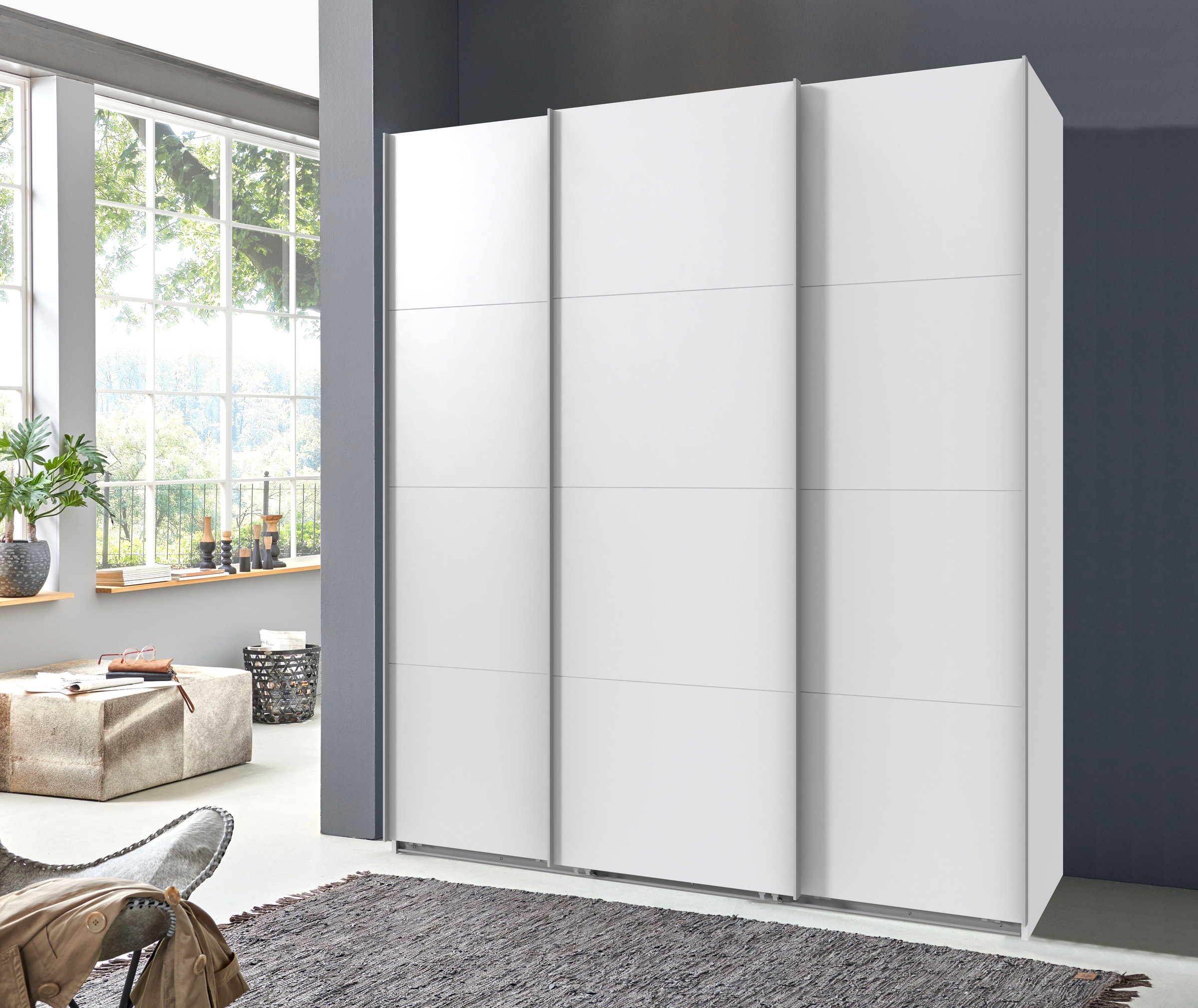 Wimex Schwebetürenschrank »Mugano, Made in Germany, Lieferung bis in Deine Etage und Stellort«, (wähle Deine Ausstattung: Basic oder Premium!), 3 Schwebetüren, große Größen, mit oder ohne Spiegel, Metallgriffe