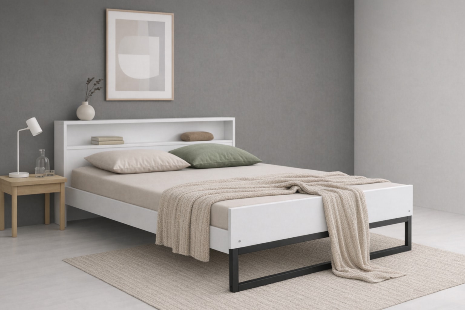 OTTO home Massivholzbett »Pannor, Industrial Design, mit Regal, Lattenrost inklusive« Liegefläche Breite 140 oder 180cm,  Kufengestell, bis 200 kg belastbar, FSC-zertifiziert, Made in EU