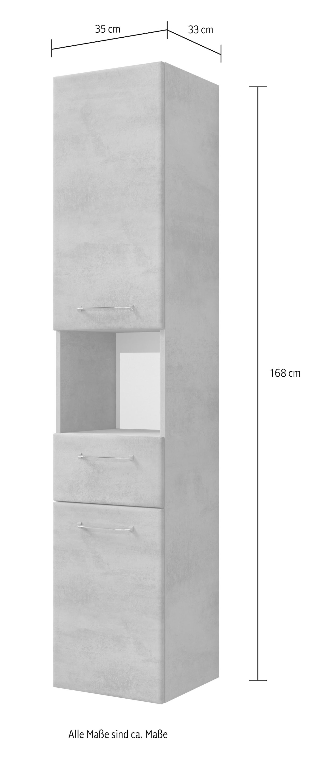 Saphir Hochschrank »Quickset 945 Badschrank, 35 cm breit, 2 Türen, 1 Nische, 1 Schublade« Badezimmer-Hochschrank inkl. Türdämpfer, Griffe in Chrom glänzend