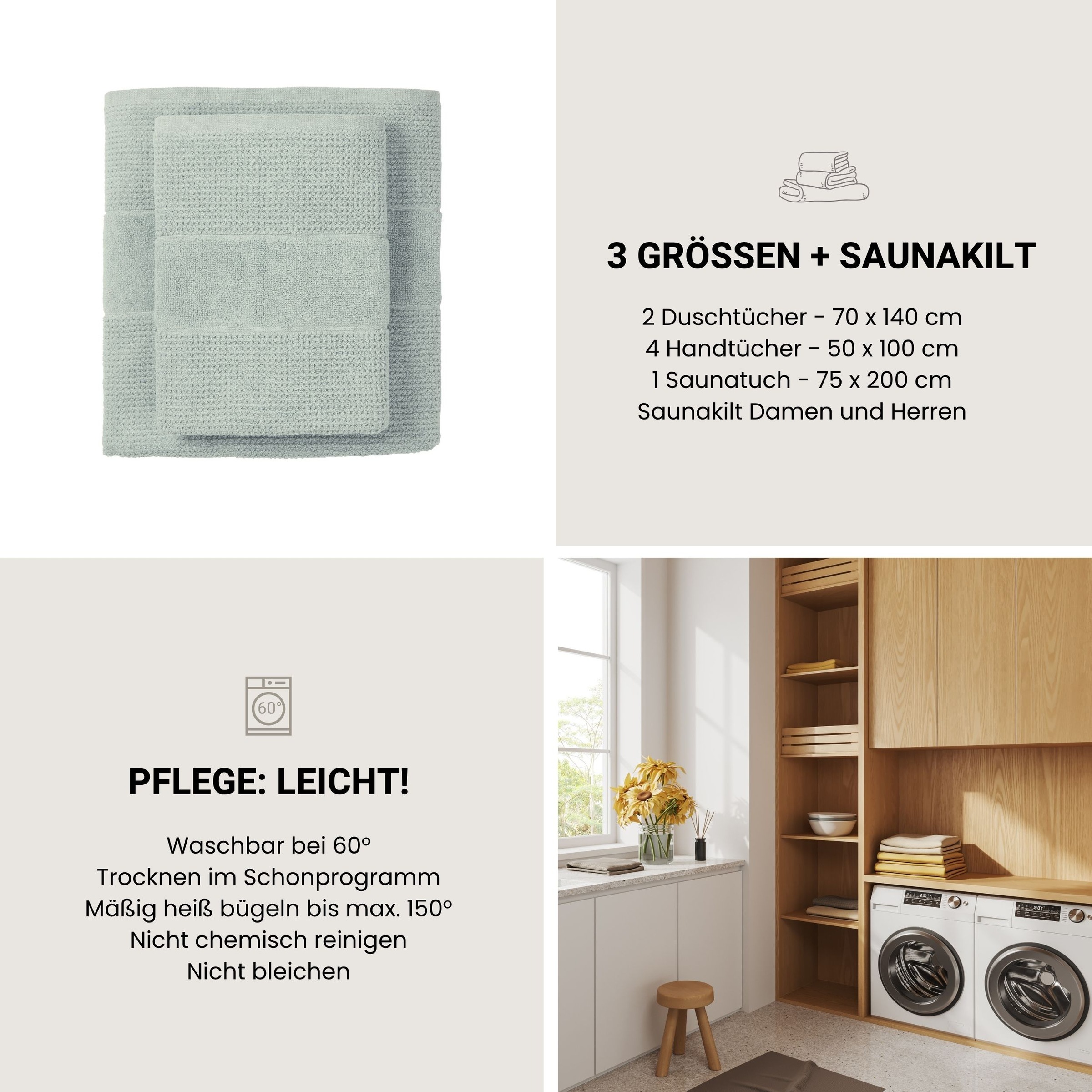 Schiesser Duschtücher »Turin aus 100% Baumwolle in dezenter Reiskornoptik« OEKO-TEX® MADE IN GREEN