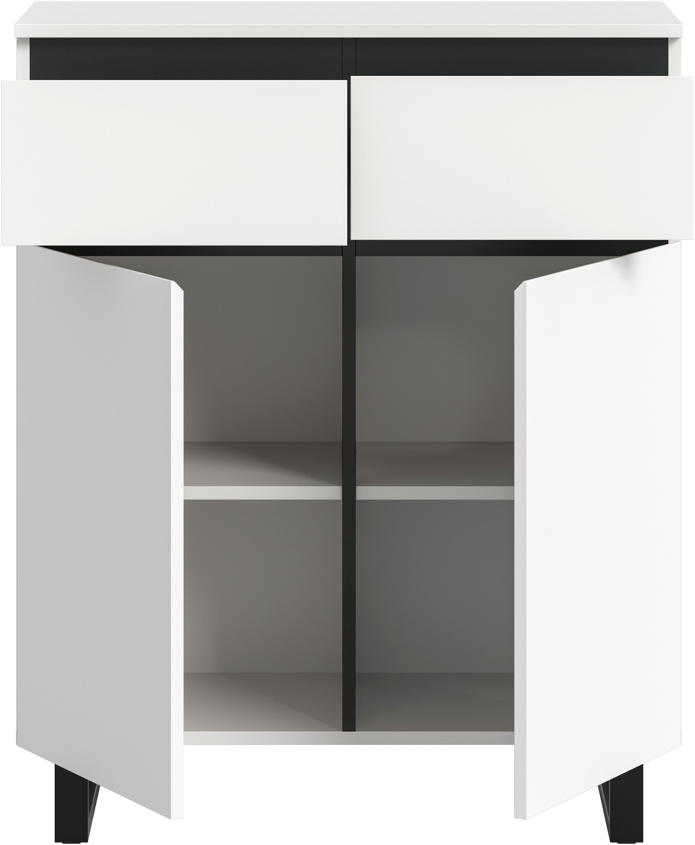 INOSIGN Kommode »TOMA, Höhe: 99cm, mit Metall-Kufen-Fuß, 2 Türen, 2 Schubkästen«, Anrichte, Sideboard, Schrank, Board, Highboard