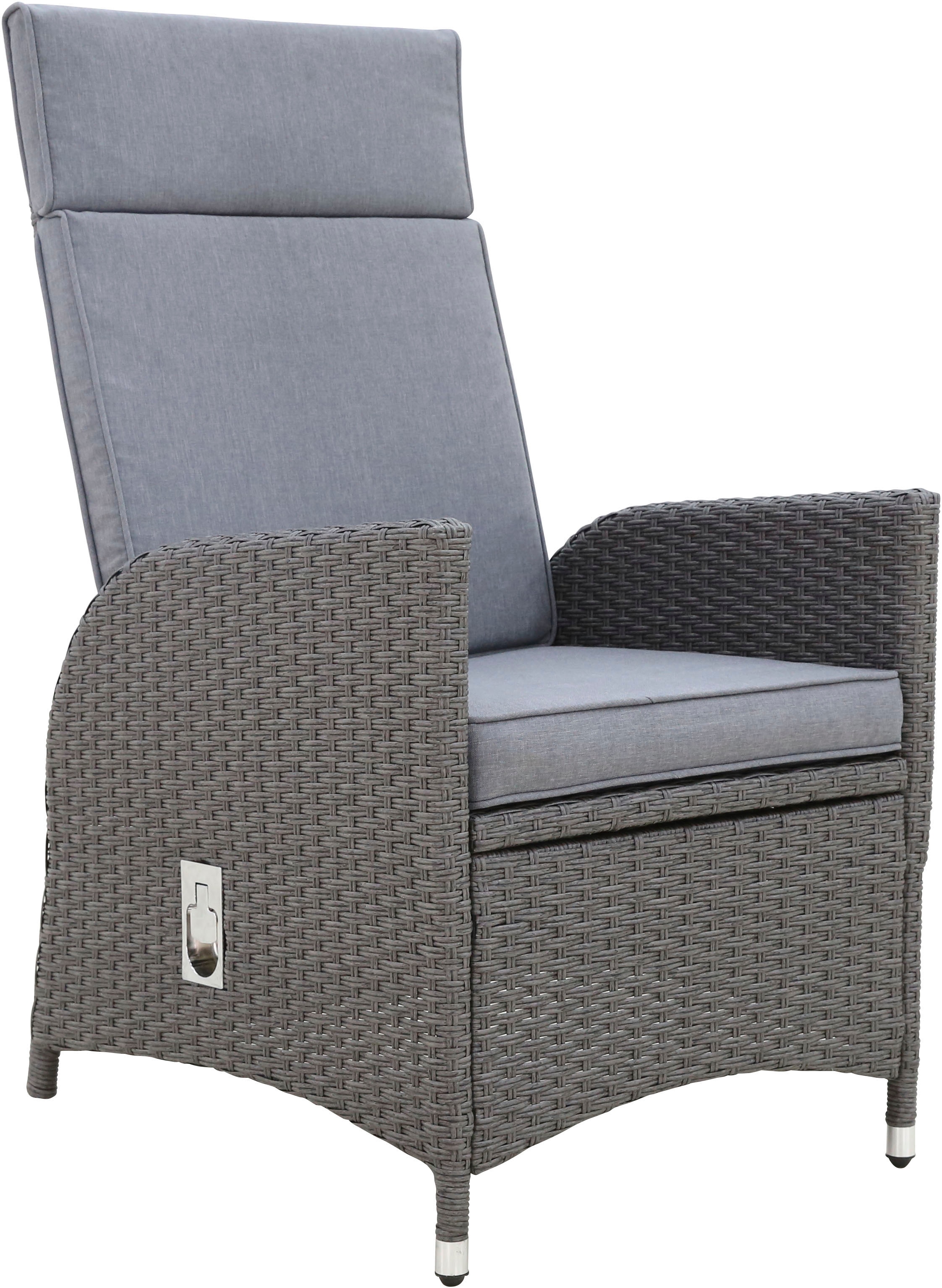 KONIFERA Garten-Essgruppe »»Newcastle«« Set, 8 Sessel, Rückenlehne verstellbar, Tisch 100x230x75 cm, inkl. Auflagen, 17 Stk. tlg. Aluminium/Polyrattan