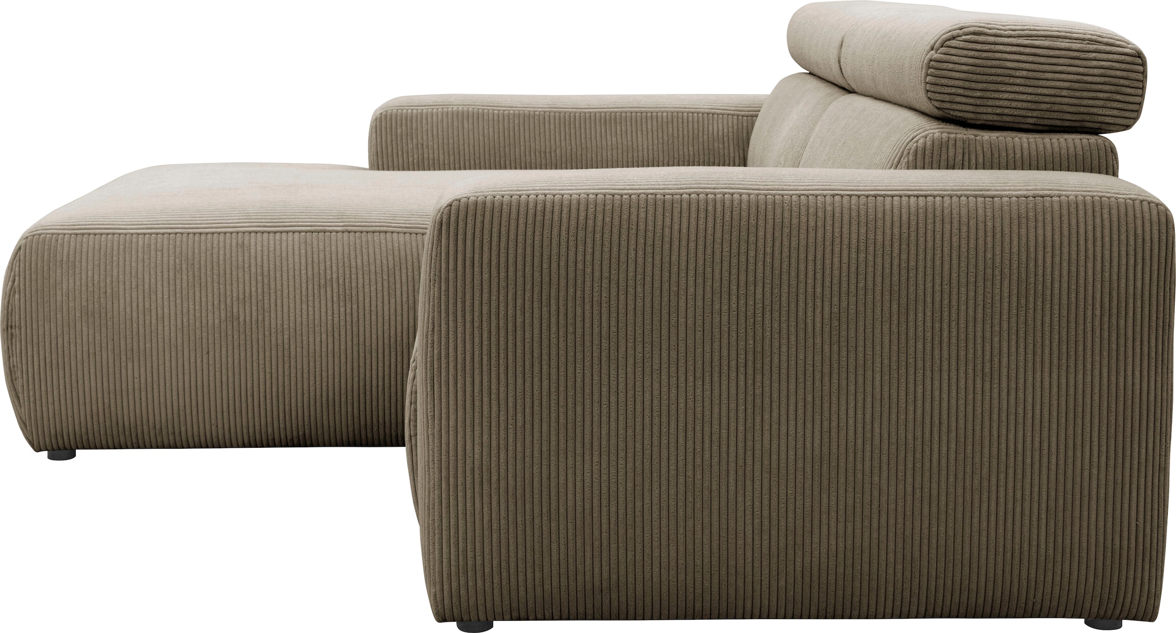 DOMO collection Ecksofa »Brandon B/T/H: 214/100/80 cm, L-Form«, Cord, schlamm