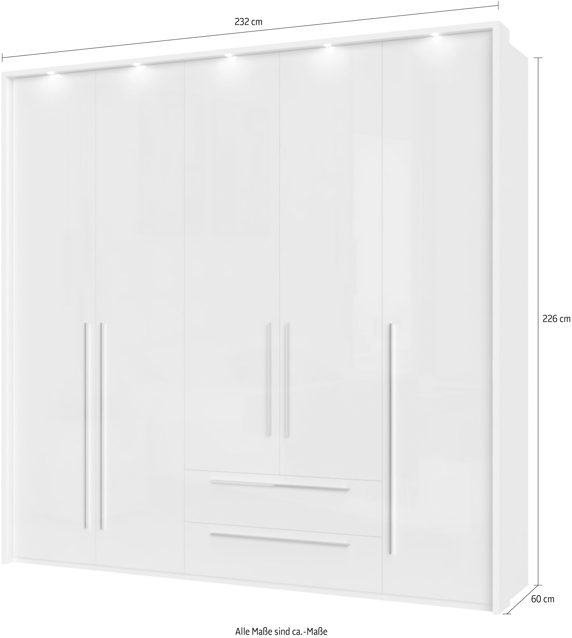 Places of Style Drehtürenschrank »Piano«, weiß, verschiedene Breiten mit 2 Schubladen, inklusive Beleuchtung