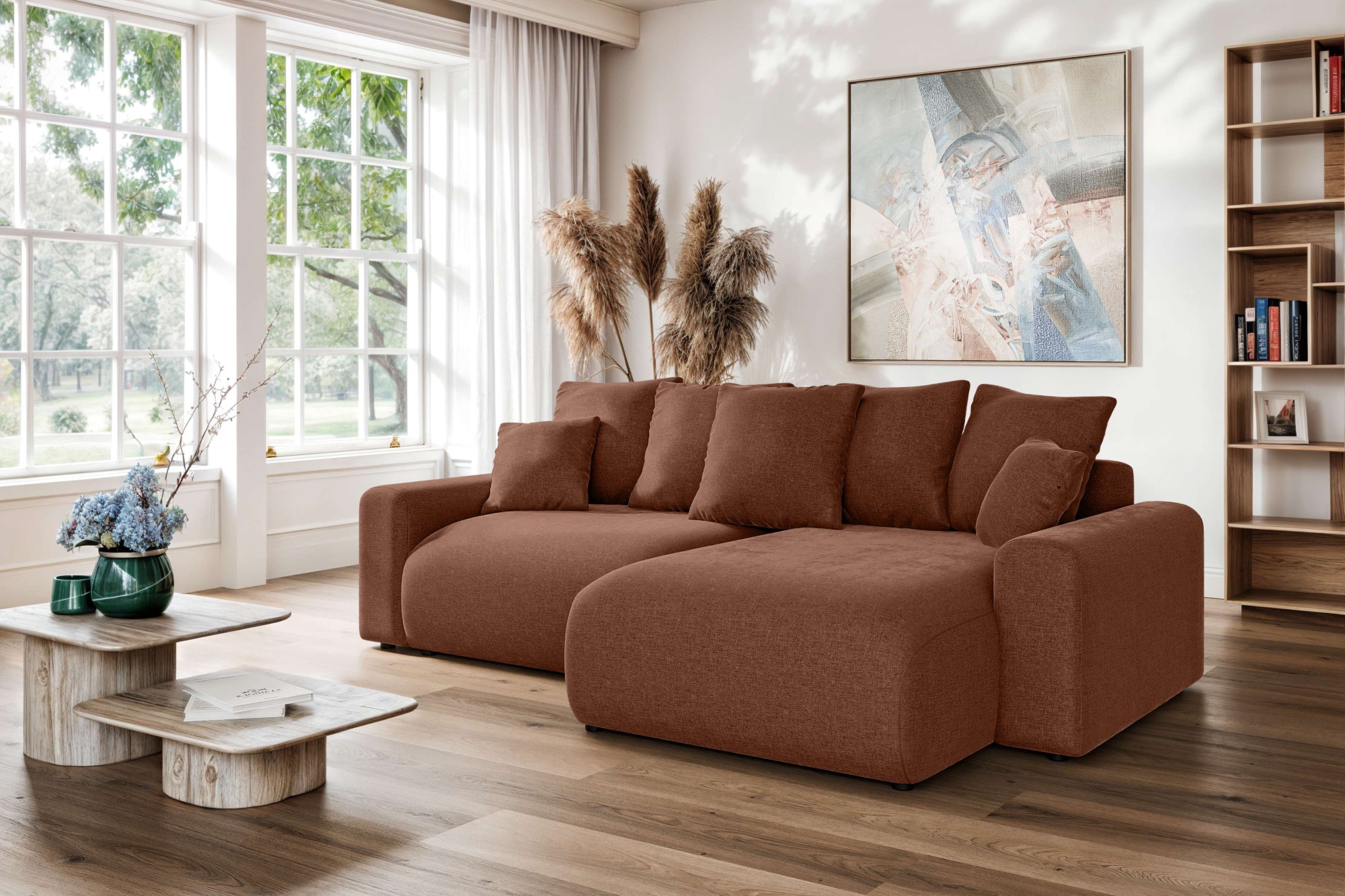 Home affaire Ecksofa »LAKESIDE klein mit Bettfunktion und Bettkasten, B/T/H 235/142/84 cm«, L-Form, Recamiere beidseitig montierbar, mit Wellenunterfederung
