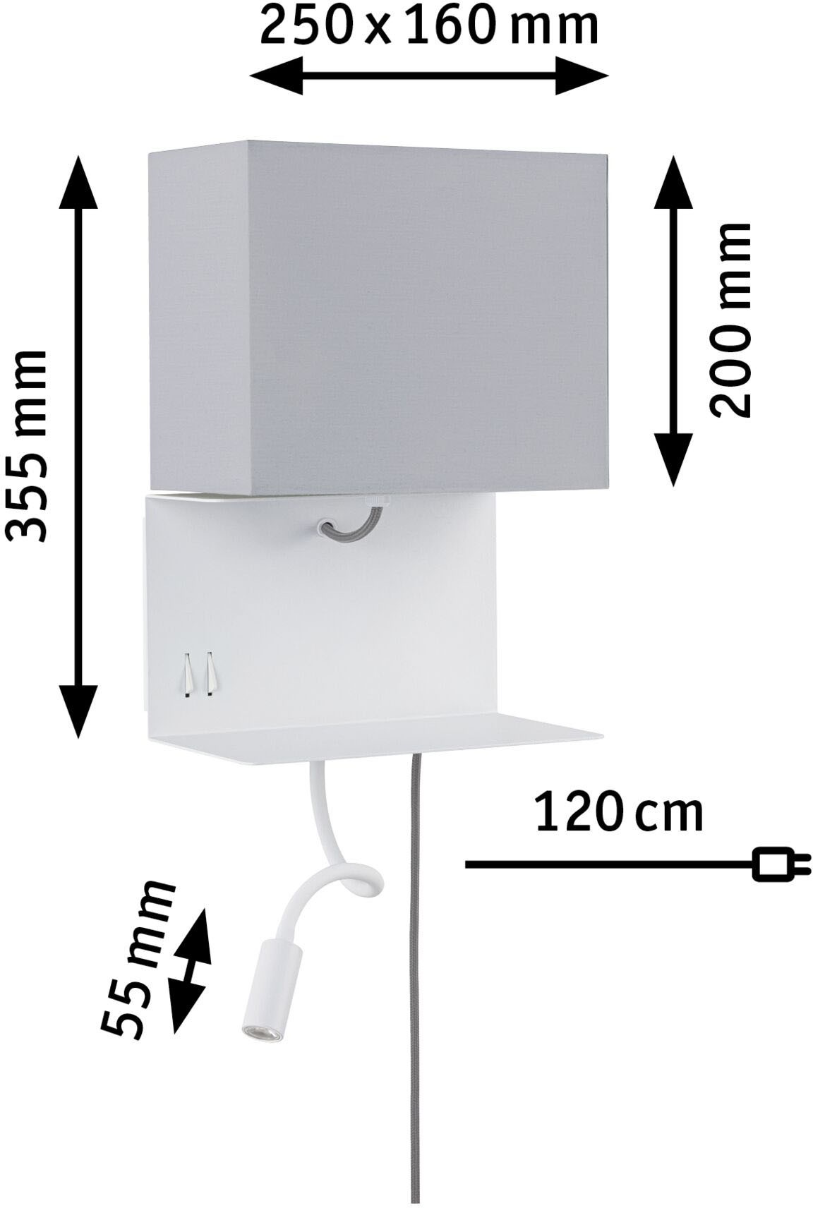 Paulmann LED Wandleuchte »Merani Grau/Weiß max 1x40W/3W E27 Stoff/Metall«, 2 flammig, Leuchtmittel E27 | LED fest integriert-ohne Leuchtmittel, E27