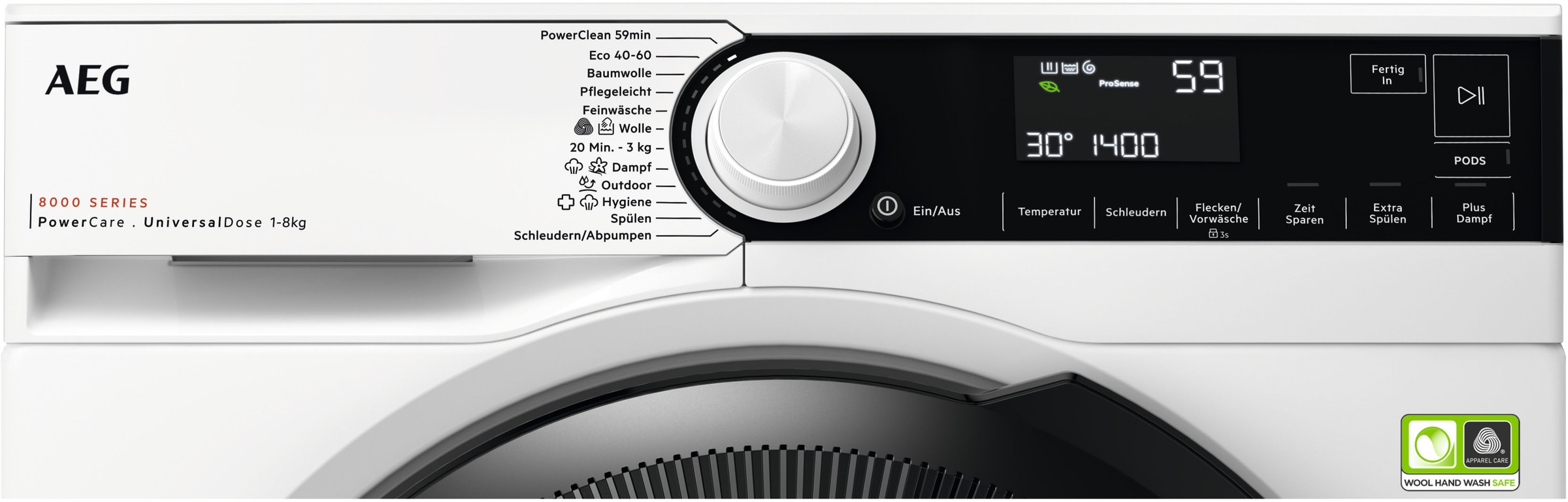 AEG Waschmaschine »LR8E70480« 8 kg 1400 U/min UniversalDose: löst PODS®/Caps 60 % schneller auf für beste Reingung