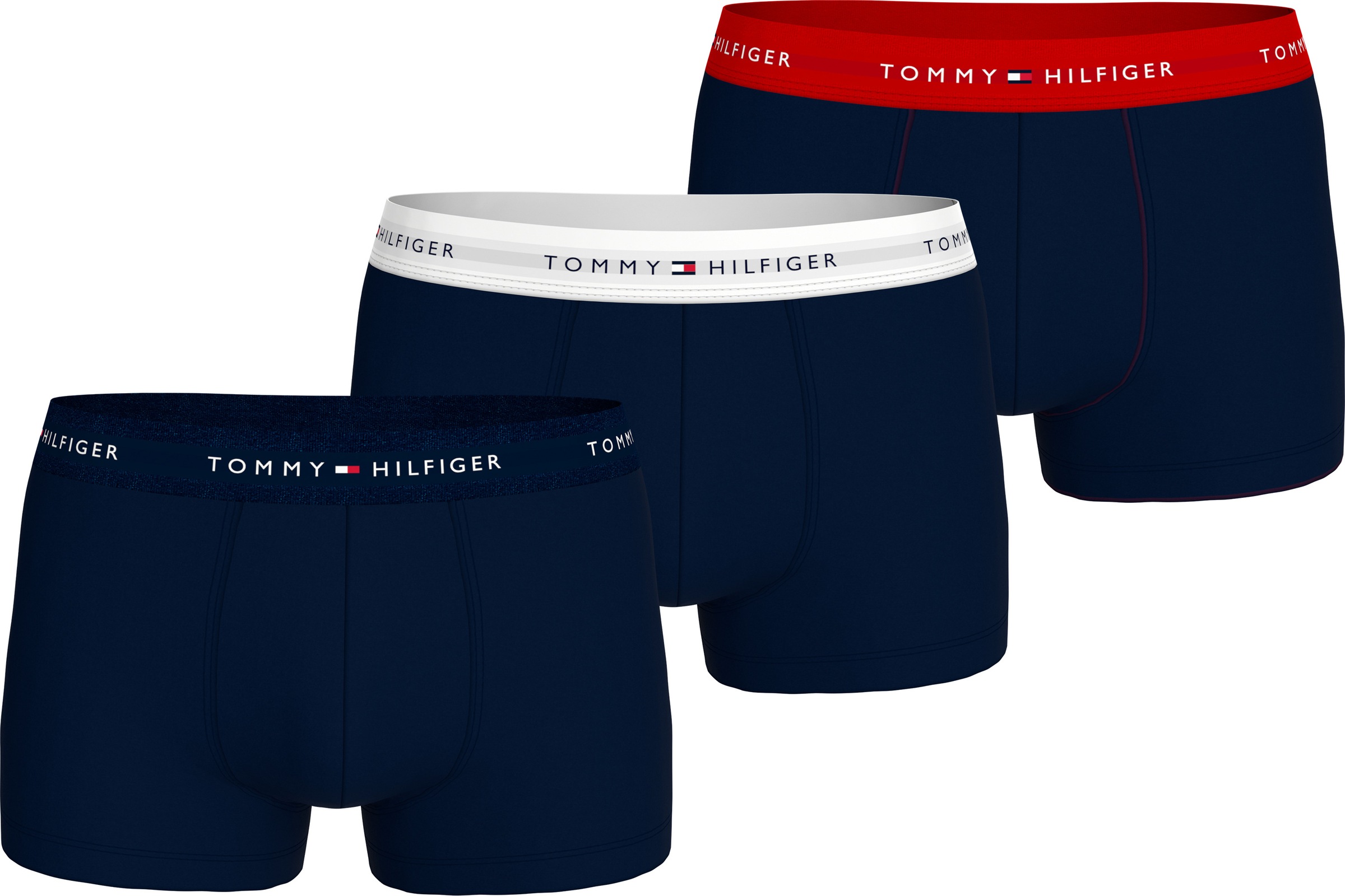 Tommy Hilfiger Underwear Boxer »TRUNK 3 PACK«, (3 St.), mit kontrastfarbenem Logobund