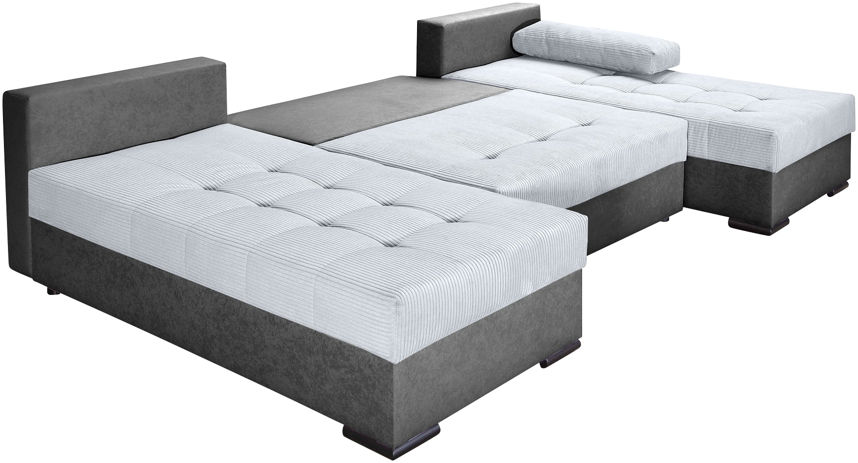 COLLECTION AB Wohnlandschaft »Josy, U-Form, Schlafsofa mit Bettkasten«, (Cord-/Mix), flexible Recamiere, Breite: 269cm, inklusive Rückenkissen, Cord/Mix