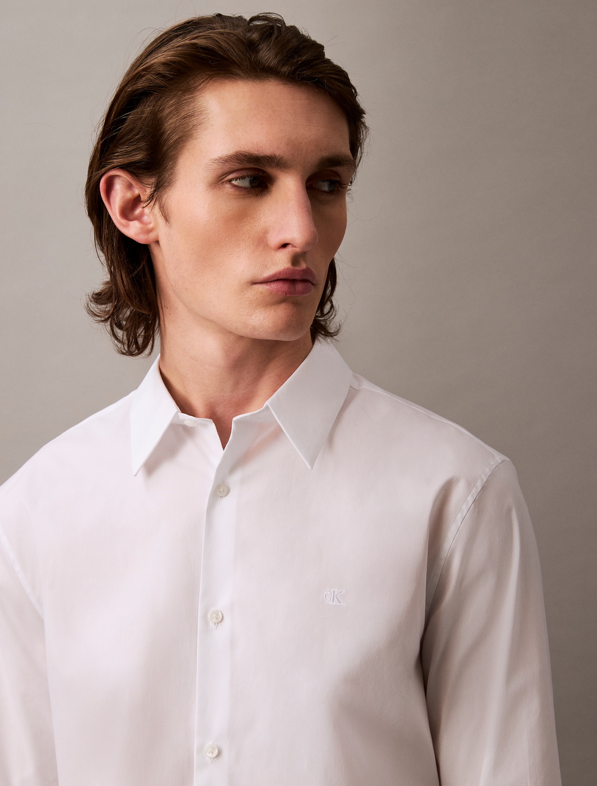 Calvin Klein Langarmhemd »LONG SLEEVE SOLID STRETCH SLIM SHIRT«, in Unifarbe