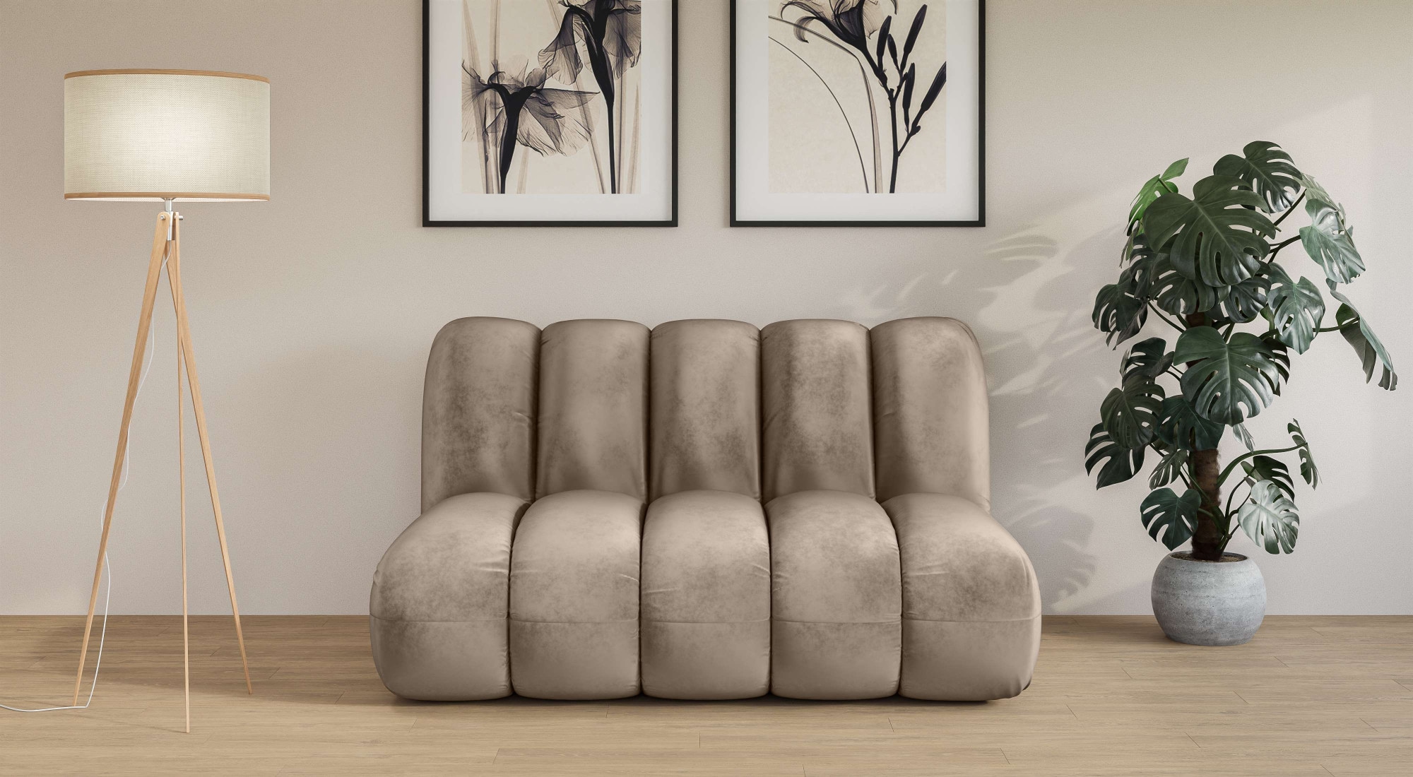 LeGer Home by Lena Gercke 2-Sitzer »Priya Designersofa, moderne Steppung, auch in Bouclé«, gemütlich und modern, B/T/H: 155/108/84 cm