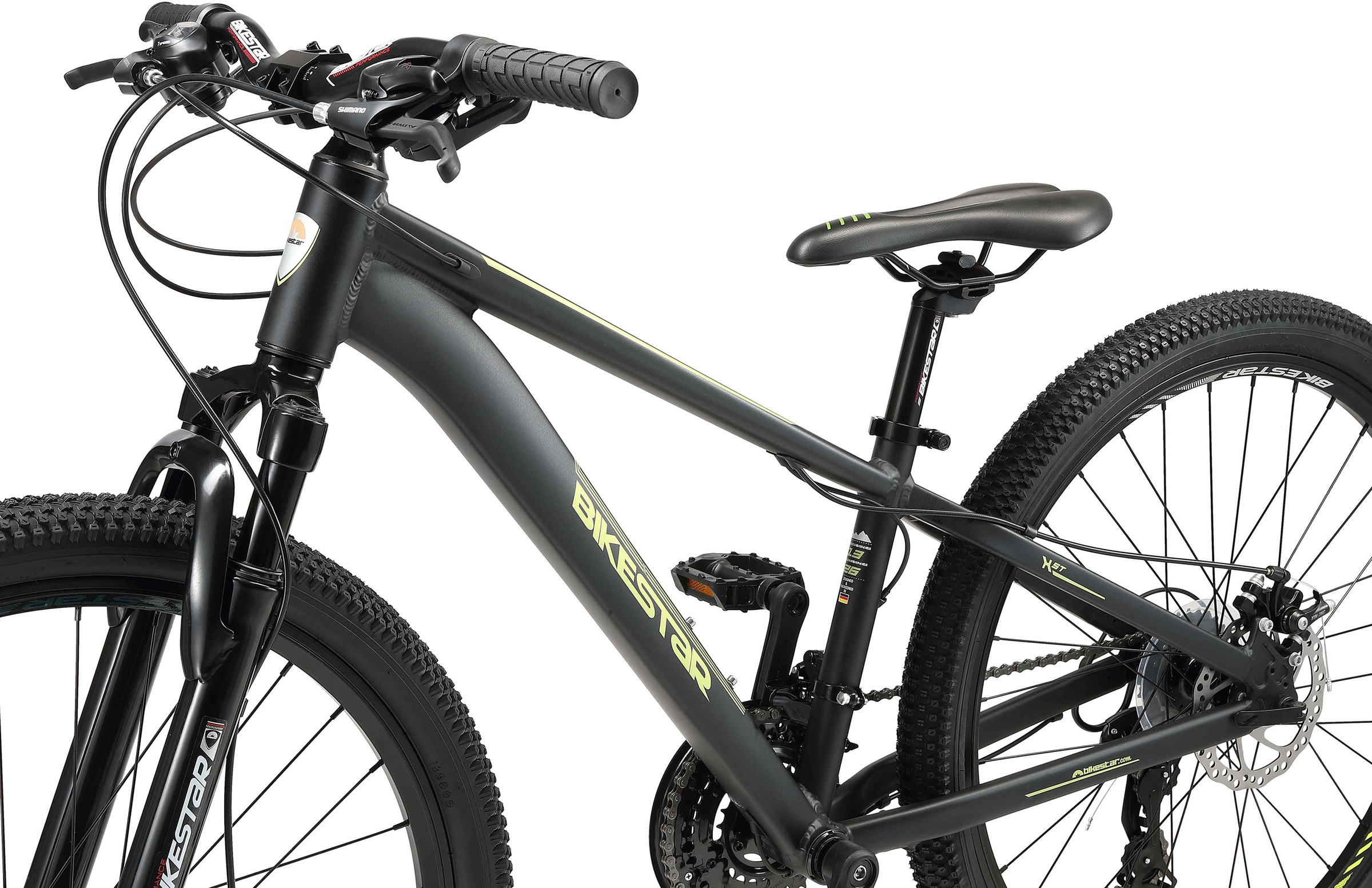 Bikestar Mountainbike, 21 Gang, Shimano, RD-TY300 Schaltwerk, Kettenschaltung, für Damen und Herren, Kettenschaltung