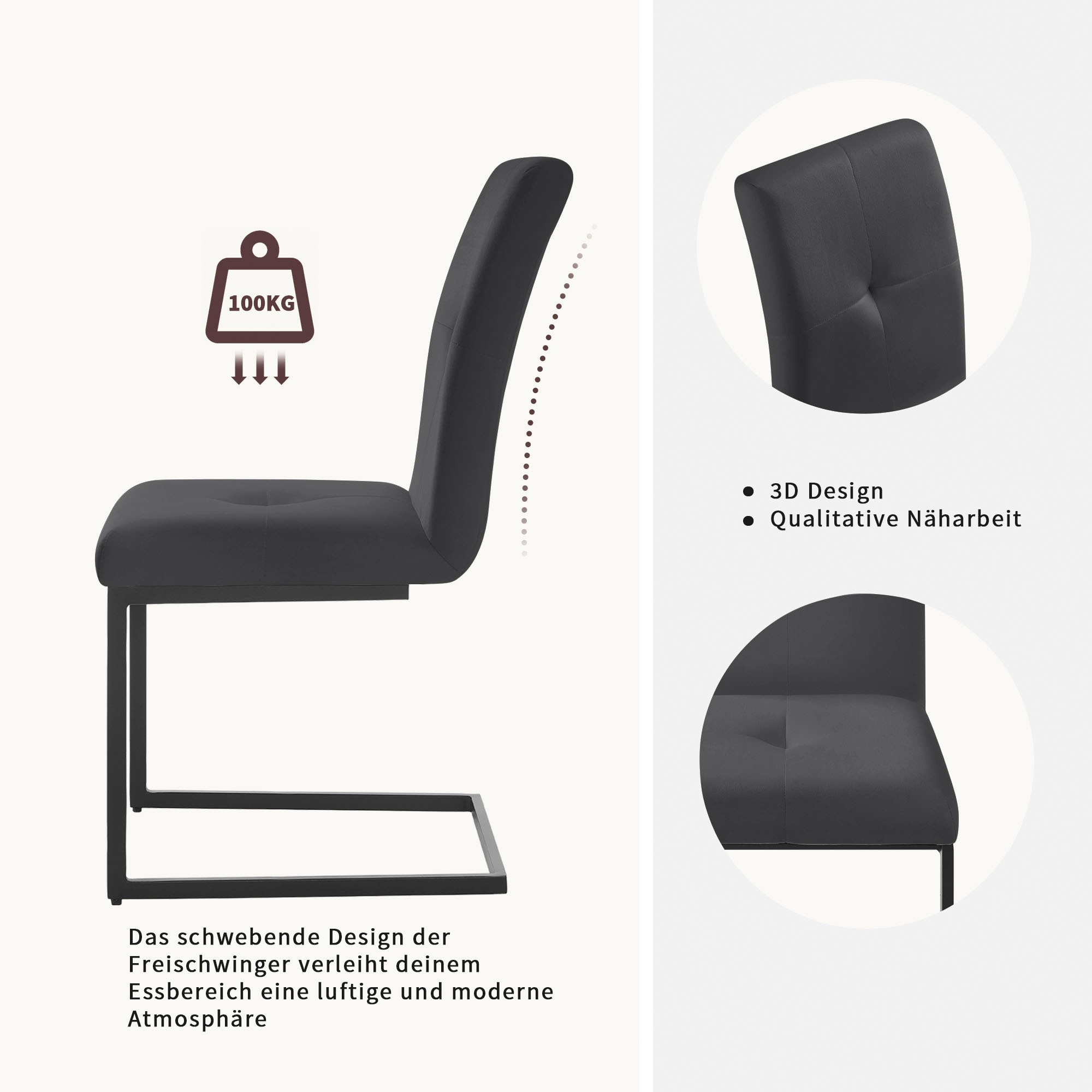 OTTO home Esszimmerstuhl »Vendy«, (Set), 2 St., Samtstoff Velvet, mit verstellbaren Füßen und robustem, pulverbeschichtetem Gestell.