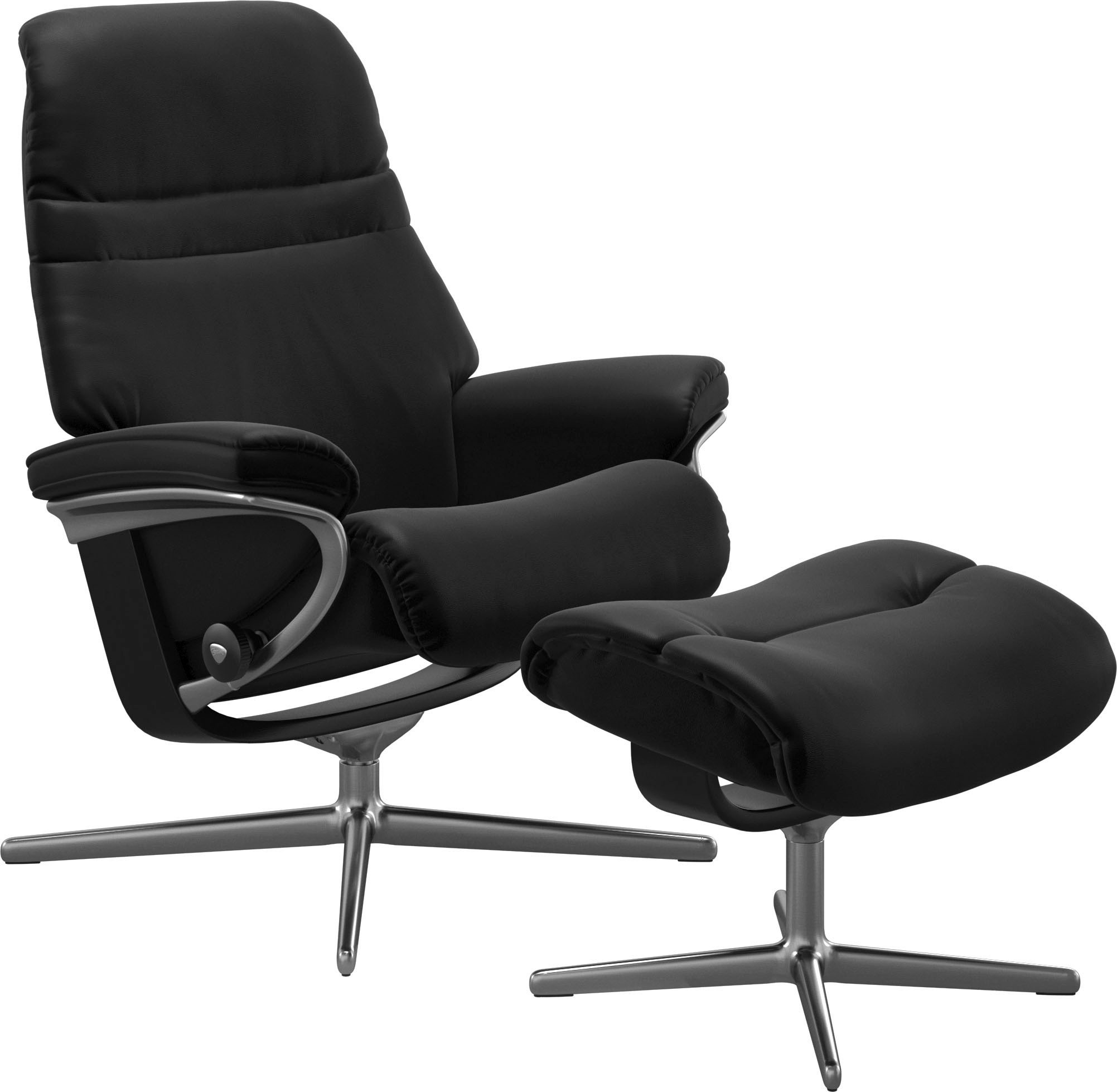 Stressless® Relaxsessel »Sunrise«, (Set, Relaxsessel mit Hocker), mit Hocker, mit Cross Base, Größe S, M & L, Holzakzent Schwarz