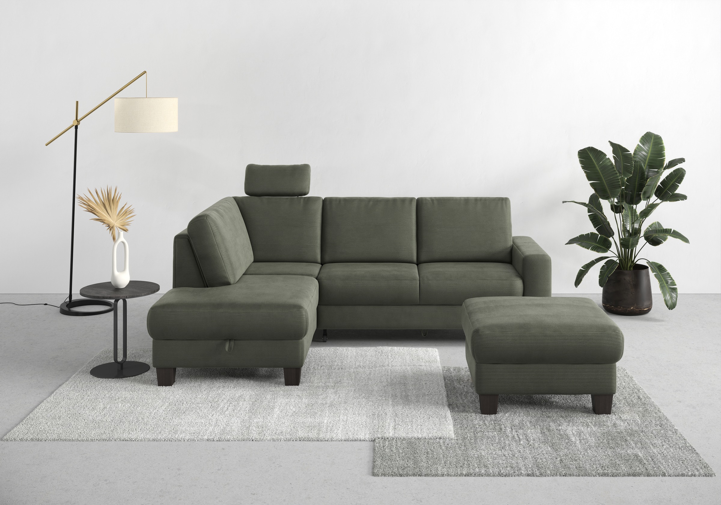 Home affaire Ecksofa »Summer L-Form«, mit Ottomane, mit oder ohne Bettfunktion und Bettkasten, Cord-Bezug